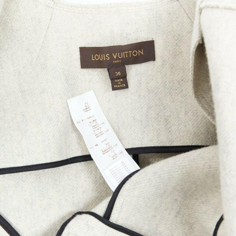 LOUIS VUITTON grey wool blend cashmere lambskin leather panels biker jacket FR36 6