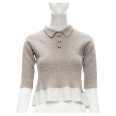 Louis Vuitton Brown Lurex Knit Contrast Suede Shoulder Patch Cropped Sweater  XS For Sale at 1stDibs