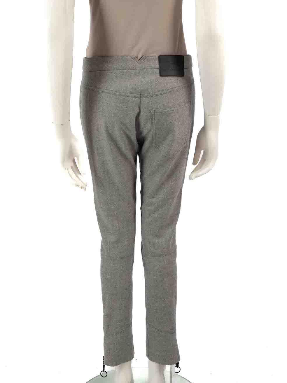 Gray Louis Vuitton Grey Wool Zip Cuff Slim Trousers Size M For Sale