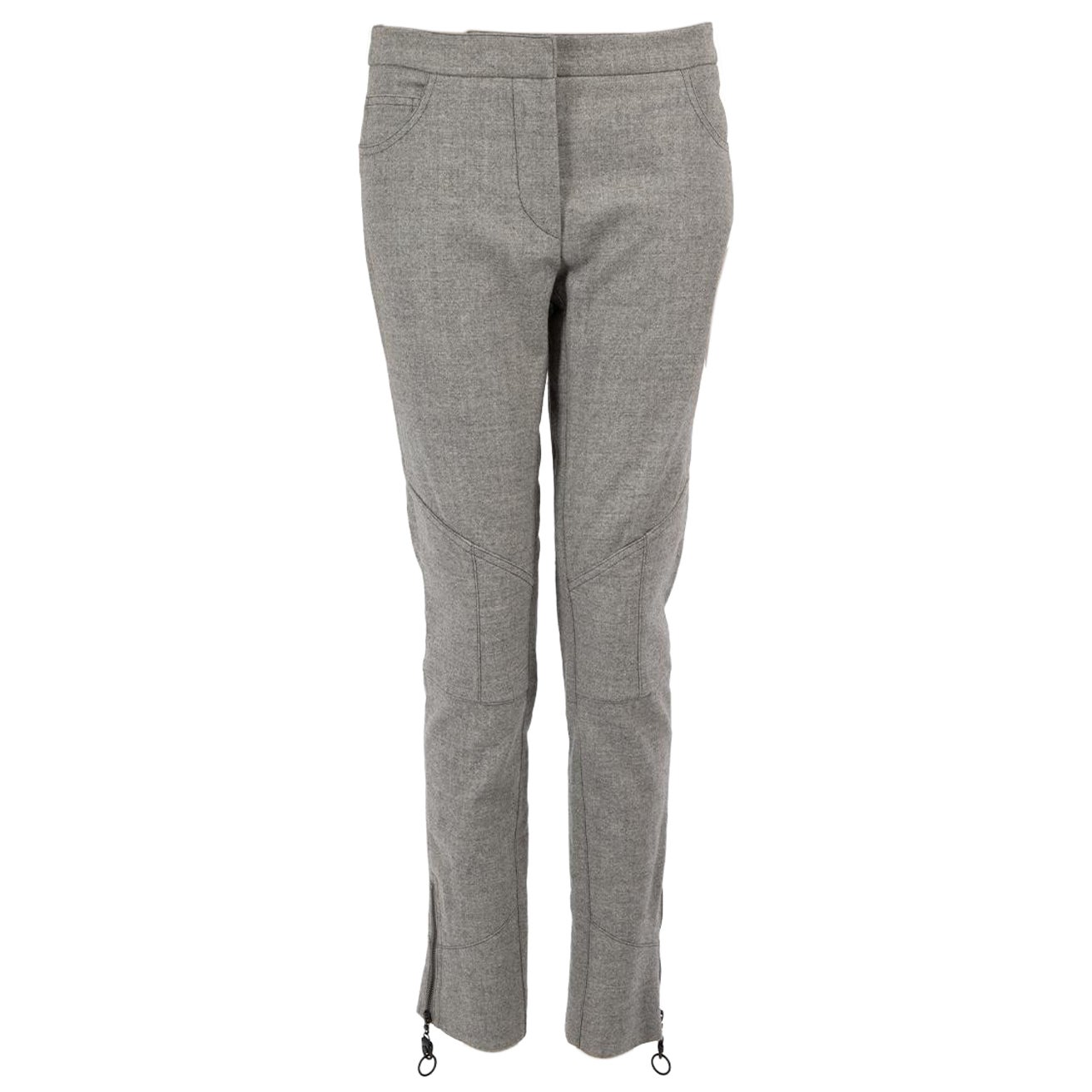 Louis Vuitton Grau Wolle Zip Manschette Slim Hose Größe M