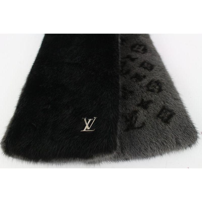 Louis Vuitton Grey x Black Monogram Reverso Mink Scarf 107lvs72 1