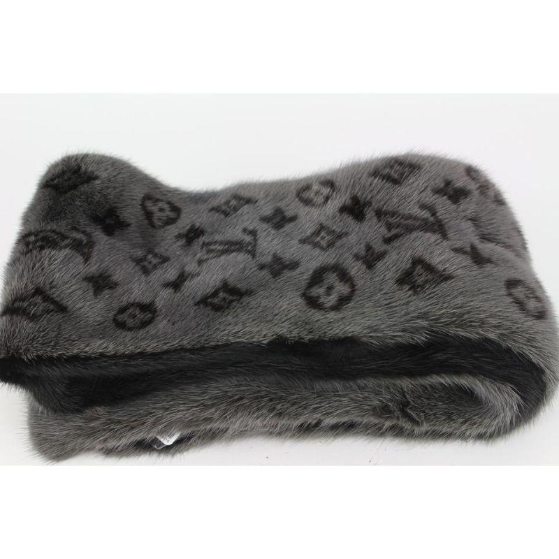 Louis Vuitton Grey x Black Monogram Reverso Mink Scarf 107lvs72 2