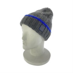 Louis Vuitton Grey x Blue Damier Knit Cashmere Helsinki Beanie Skull Cap Hat 46l