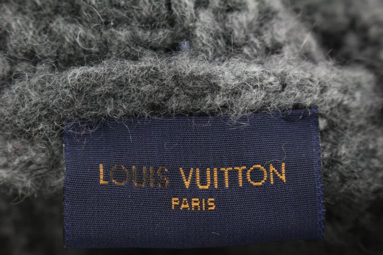 Louis Vuitton Grey x Blue Damier Knit Cashmere Helsinki Beanie