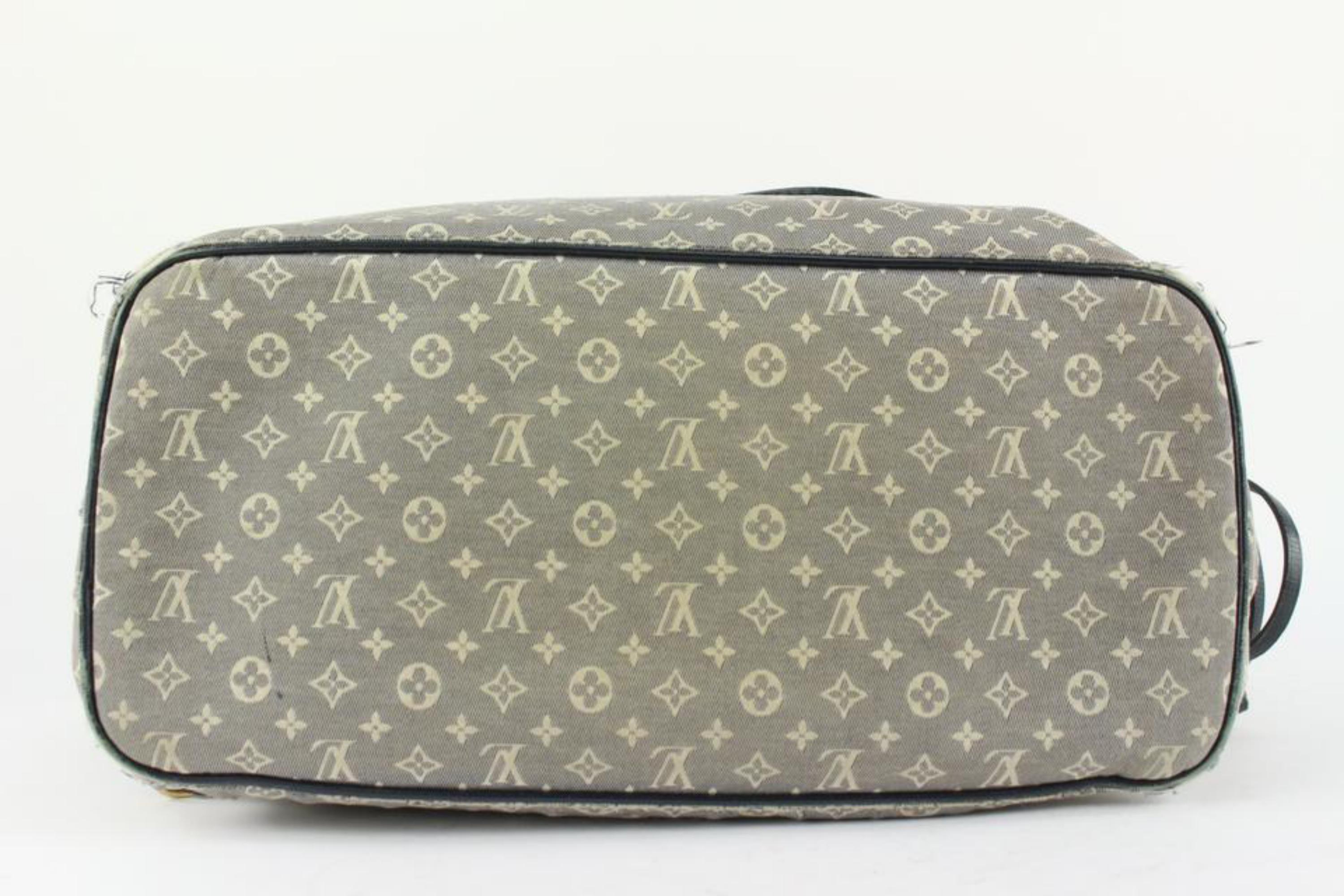 Gray Louis Vuitton Grey x Navy Monogram Idylle Mini Lin Neverfull MM Tote Bag 15LV110 For Sale