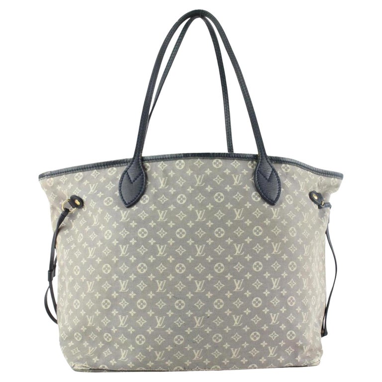Louis Vuitton Grey x Navy Monogram Idylle Mini Lin Neverfull MM Tote Bag  15LV110 For Sale at 1stDibs