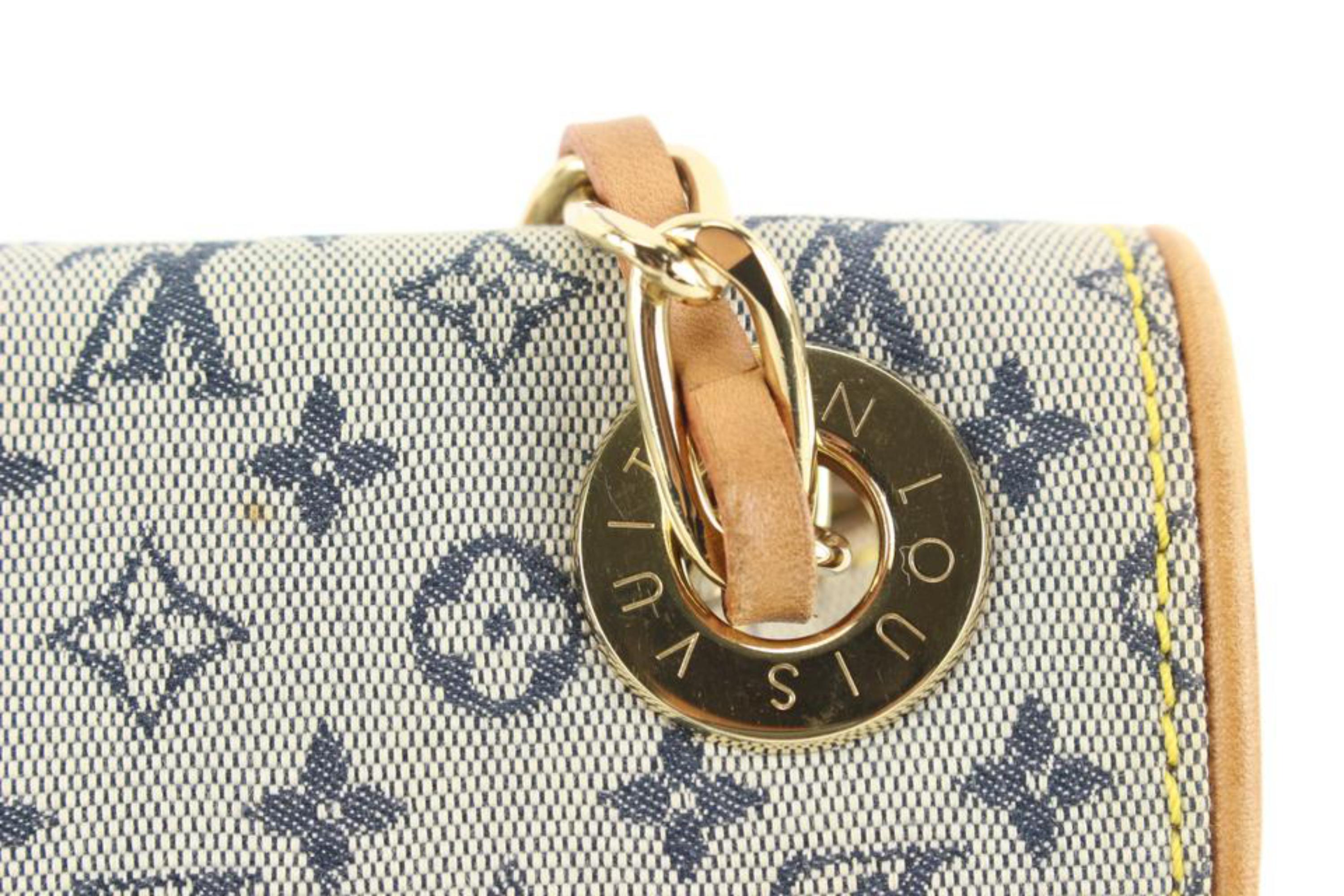 Beige Louis Vuitton Grey x Navy Monogram Mini Lin Camille Chain Crossbody Bag 9lk720s