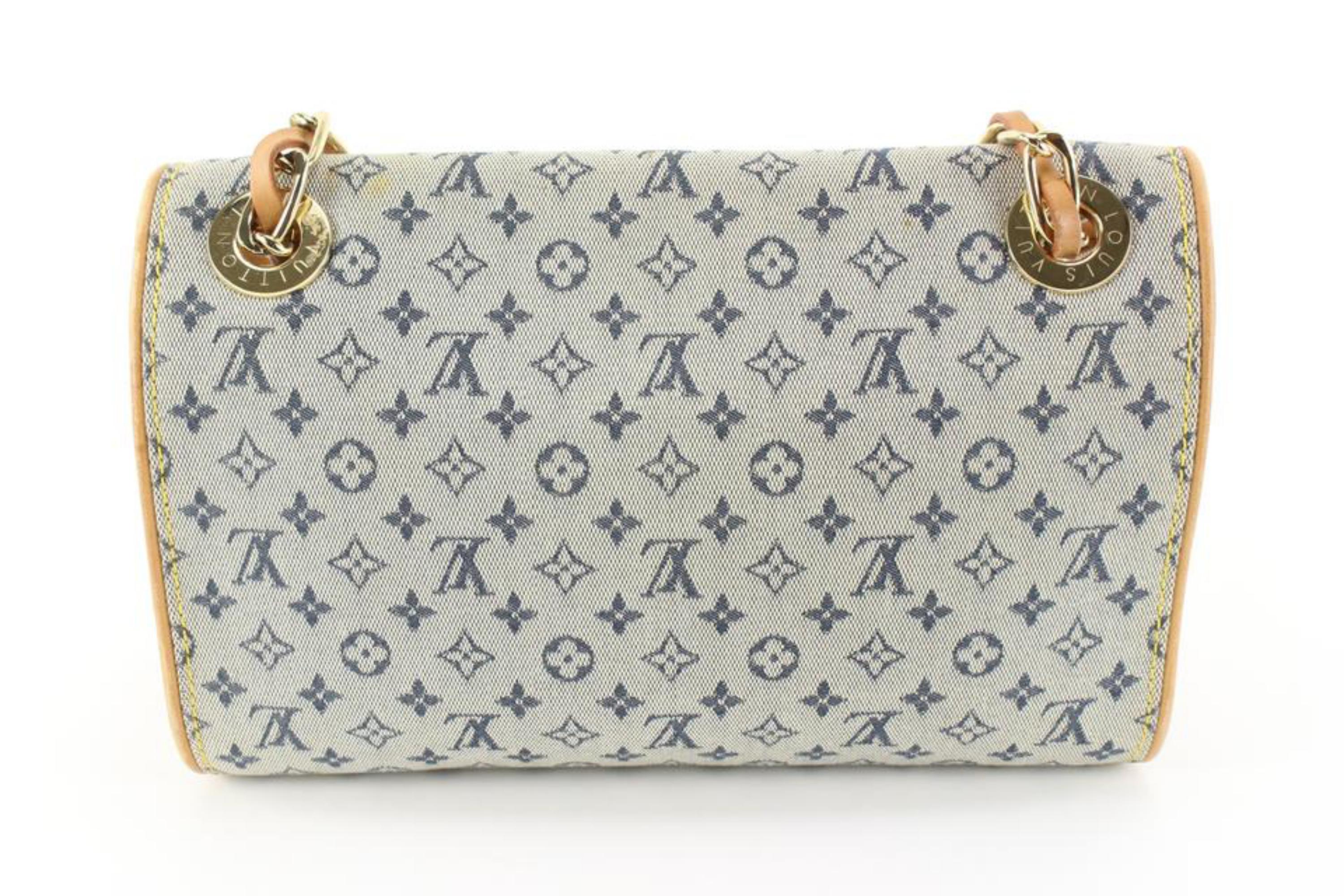 Louis Vuitton Grey x Navy Monogram Mini Lin Camille Chain Crossbody Bag 9lk720s 1