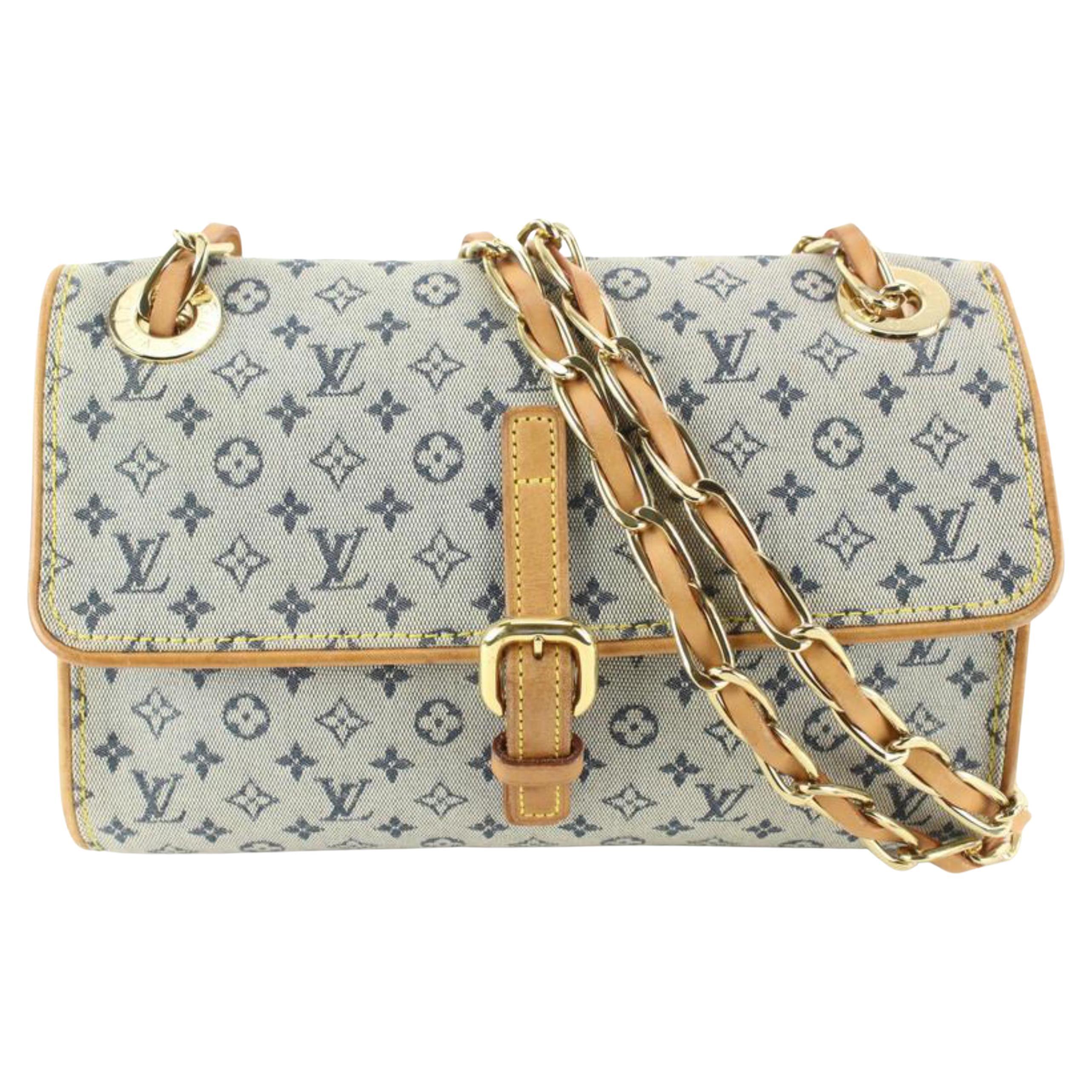 Louis Vuitton Grey x Navy Monogram Mini Lin Camille Chain Crossbody Bag 9lk720s