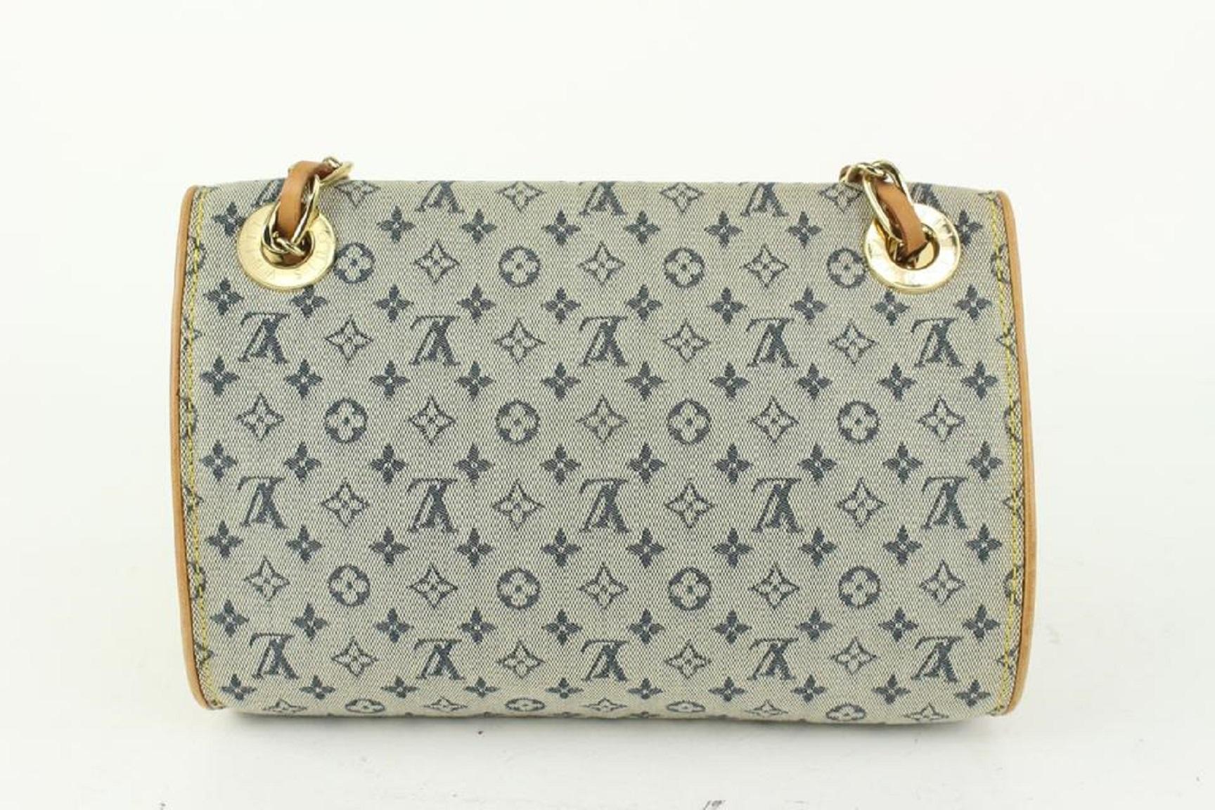 Brown Louis Vuitton Grey x Navy Monogram Mini Lin Camille Crossbody Chain Flap Bag 