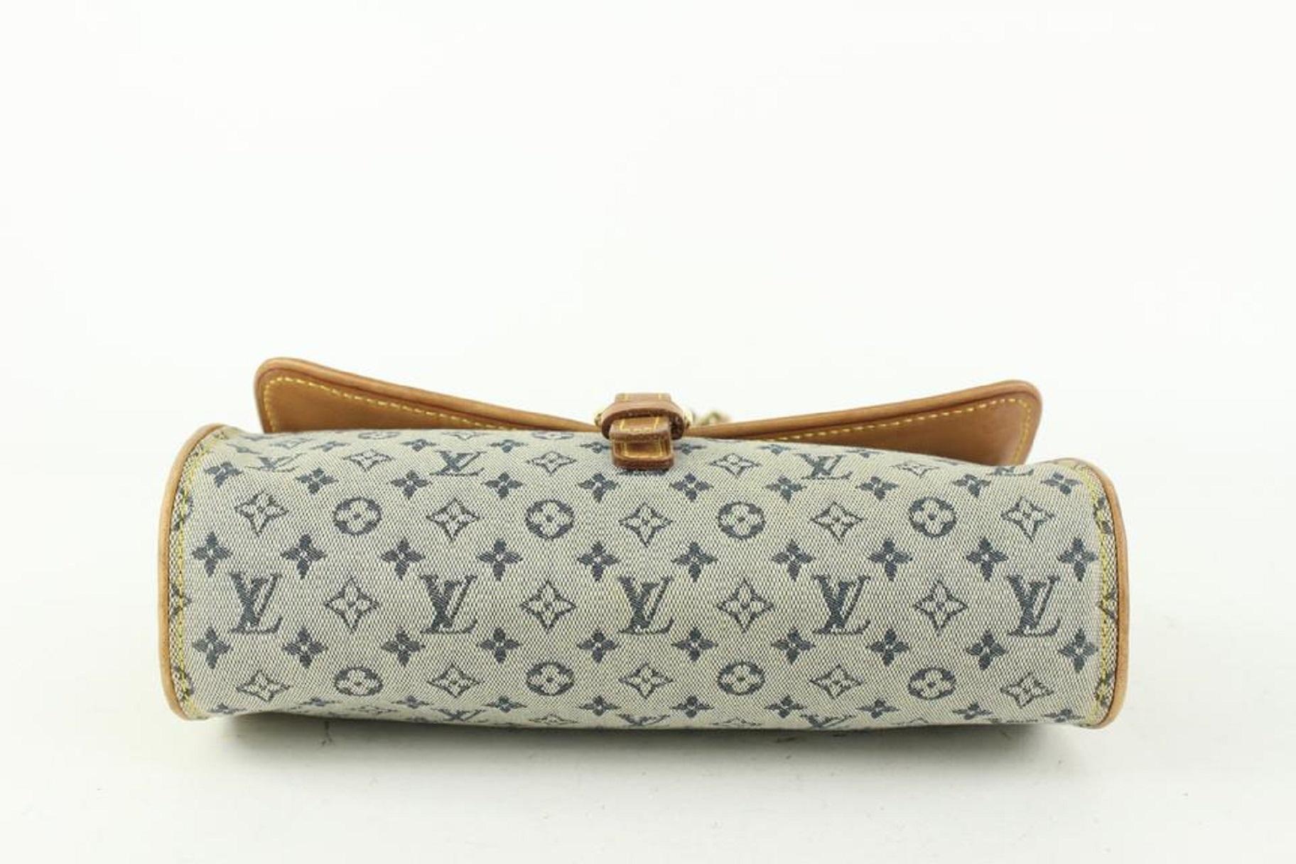 Women's Louis Vuitton Grey x Navy Monogram Mini Lin Camille Crossbody Chain Flap Bag 