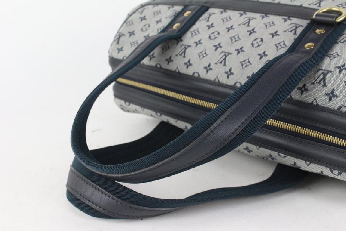 Gray Louis Vuitton Grey x Navy Monogram Mini Lin Josephine GM Speedy Boston Bag