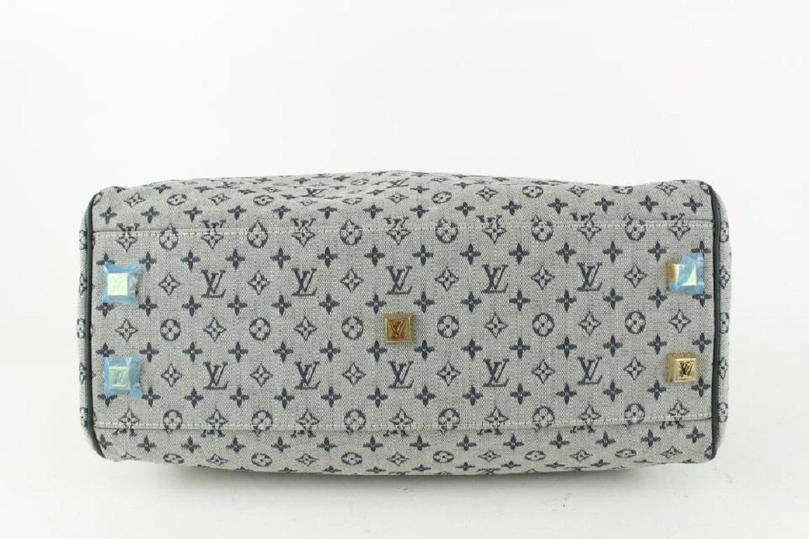 Women's Louis Vuitton Grey x Navy Monogram Mini Lin Josephine GM Speedy Boston Bag