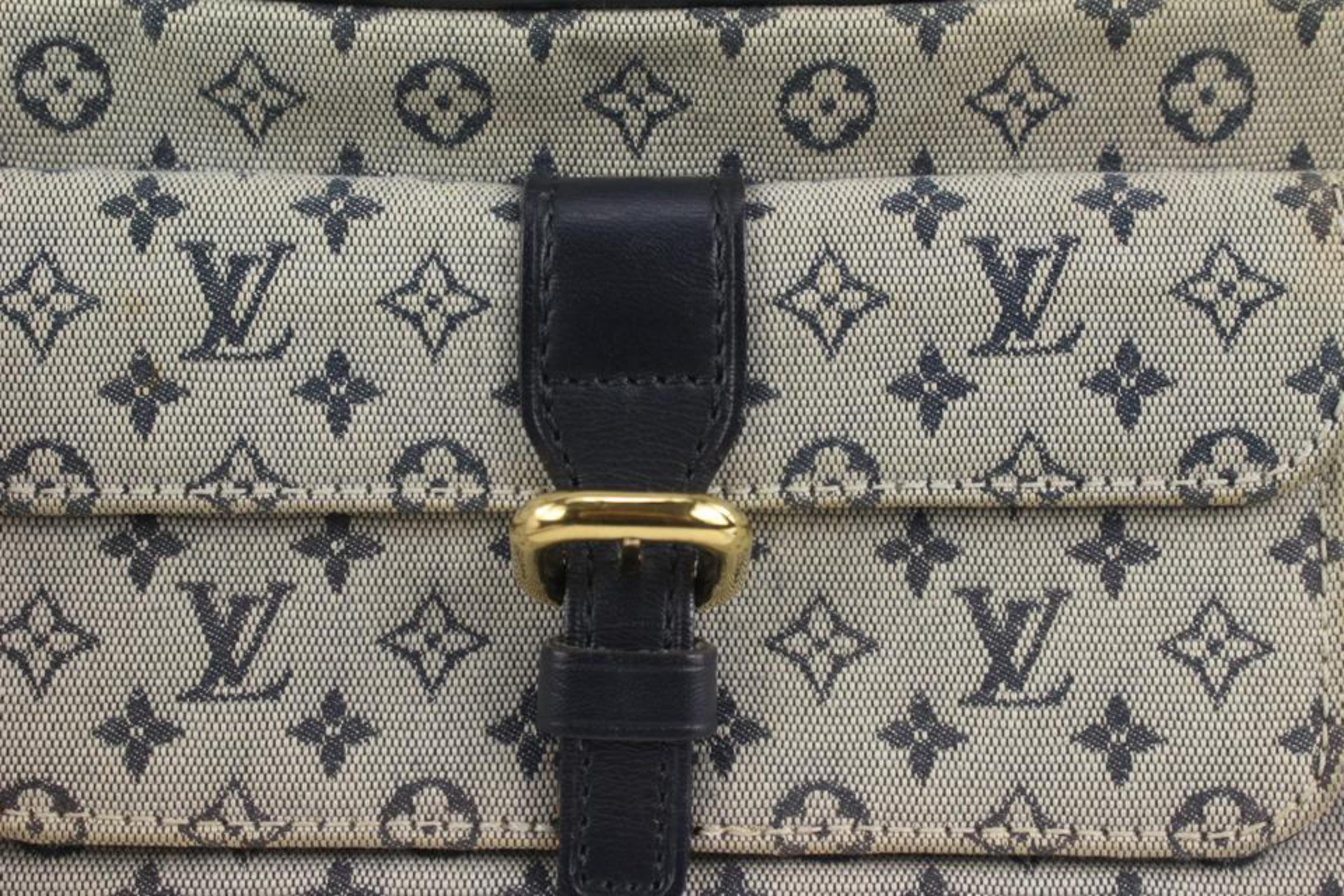 Louis Vuitton Grey x Navy Monogram Mini Lin Juliette MM Crossbody Bag 1L1224 For Sale 4