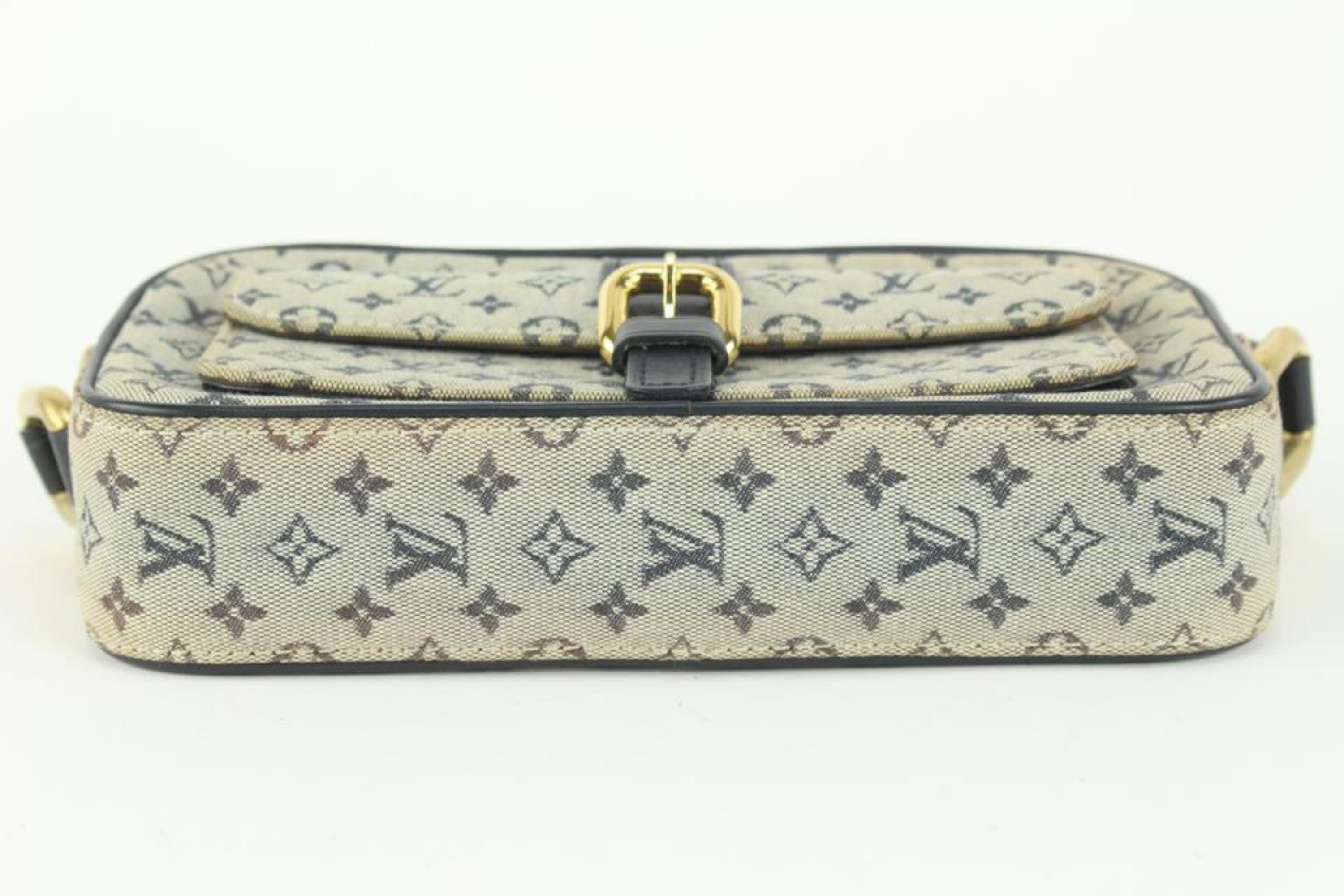 Women's Louis Vuitton Grey x Navy Monogram Mini Lin Juliette MM Crossbody Bag 1L1224 For Sale
