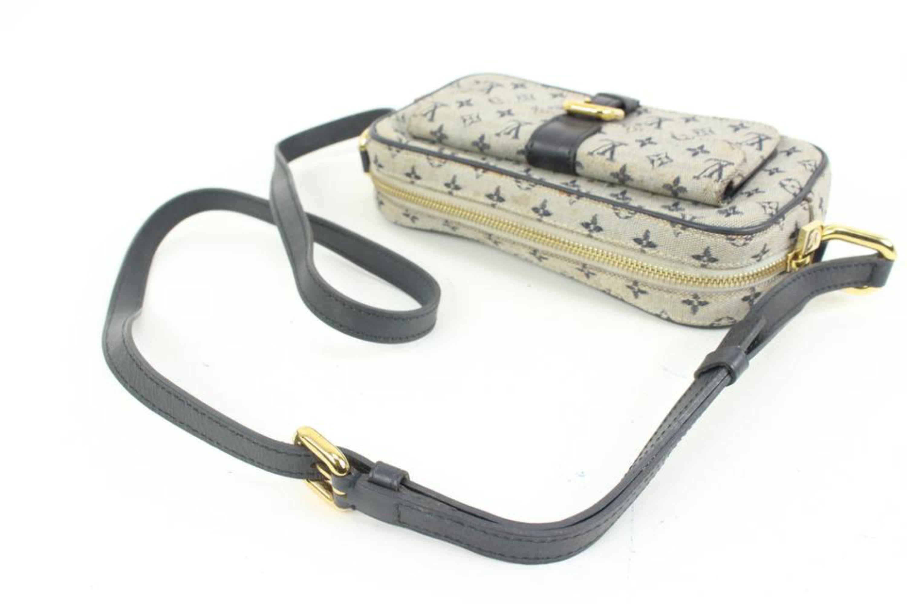 Louis Vuitton Grey x Navy Monogram Mini Lin Juliette MM Crossbody Bag 83lz418s For Sale 3