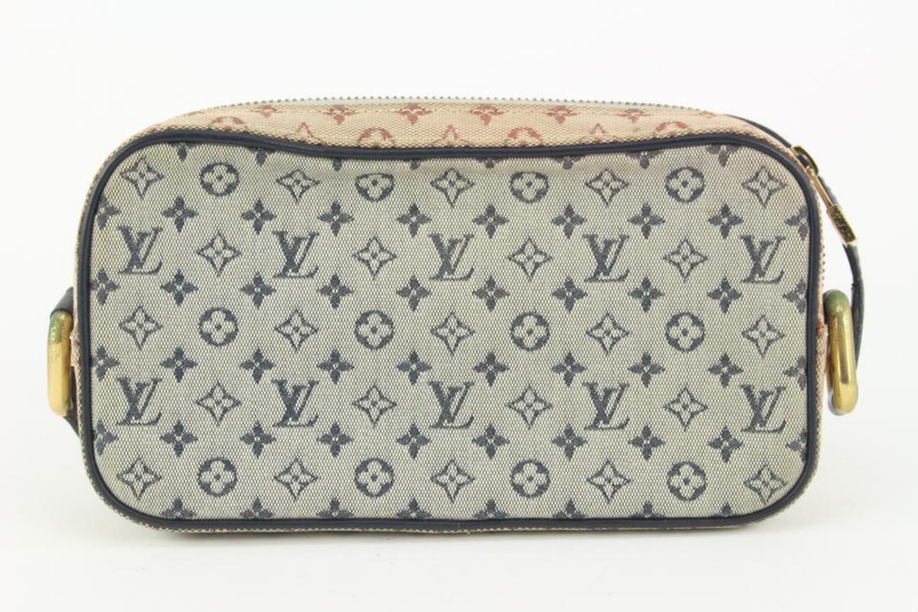Gray Louis Vuitton Grey x Navy Monogram Mini Lin Juliette MM Crossbody Bag Njui14LV10 For Sale