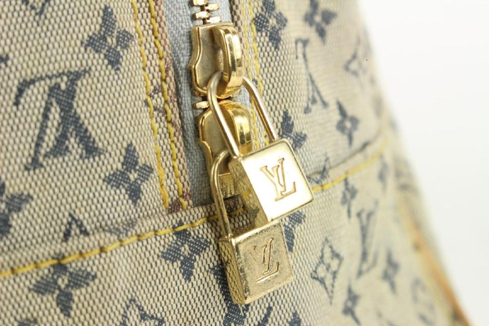 Louis Vuitton Grey x Navy Monogram Mini Lin Marie Boston Bag 917lv6 For Sale 3