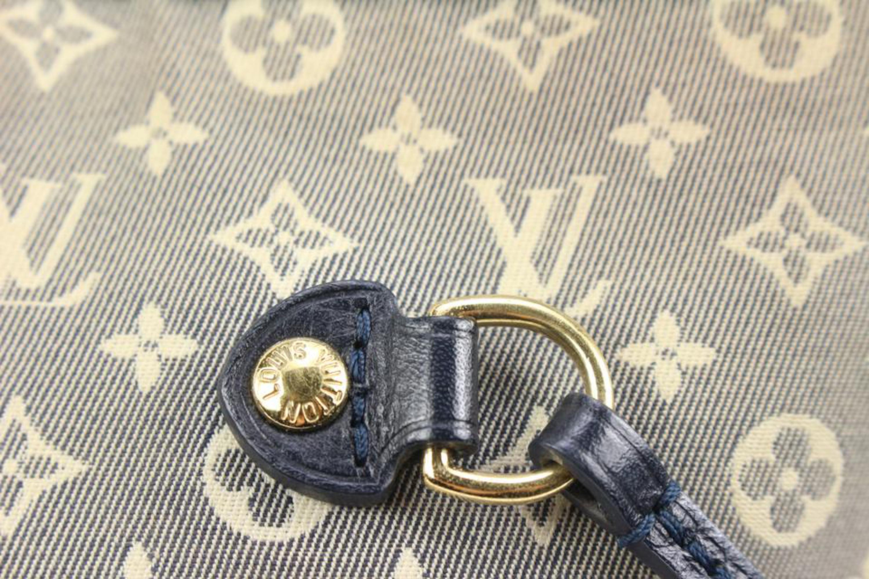 Louis Vuitton Grey x Navy Monogram Mini Lin Neverfull MM Tote Bag 77lk328s For Sale 4