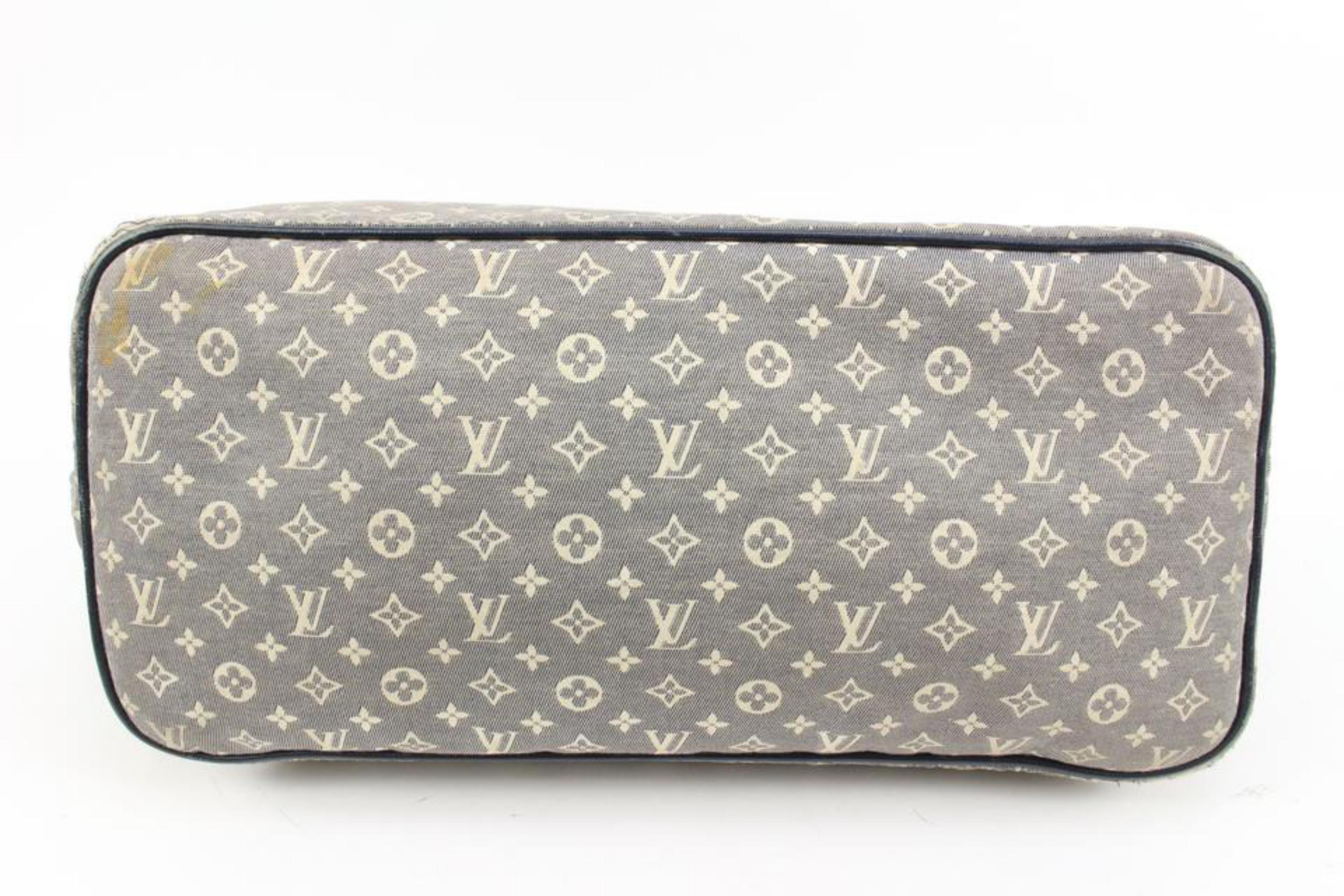 Women's Louis Vuitton Grey x Navy Monogram Mini Lin Neverfull MM Tote Bag 77lk328s For Sale