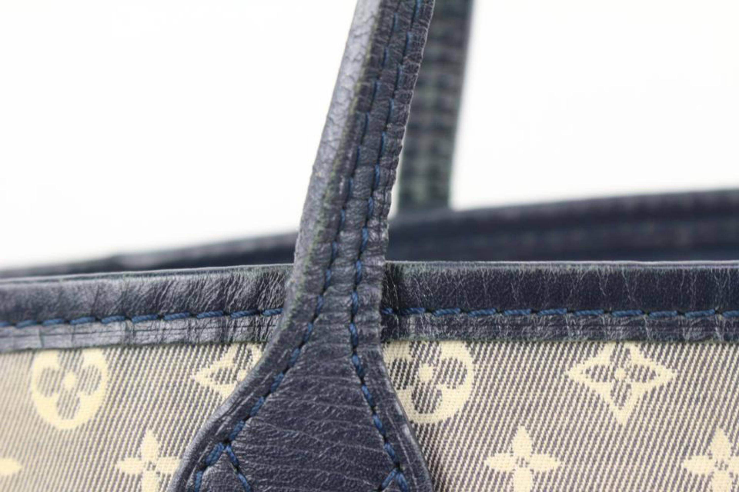 Louis Vuitton Grey x Navy Monogram Mini Lin Neverfull MM Tote Bag 77lk328s For Sale 1