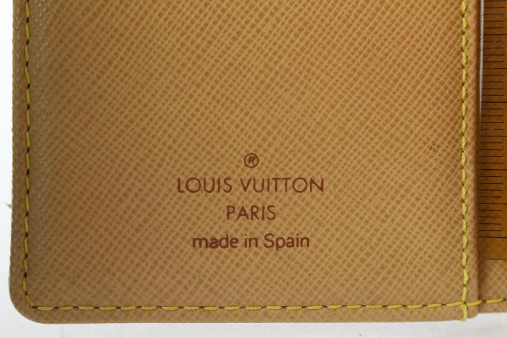 Beige Petit porte-documents Agenda PM à anneau en lin gris et bleu marine avec monogramme Louis Vuitton  en vente
