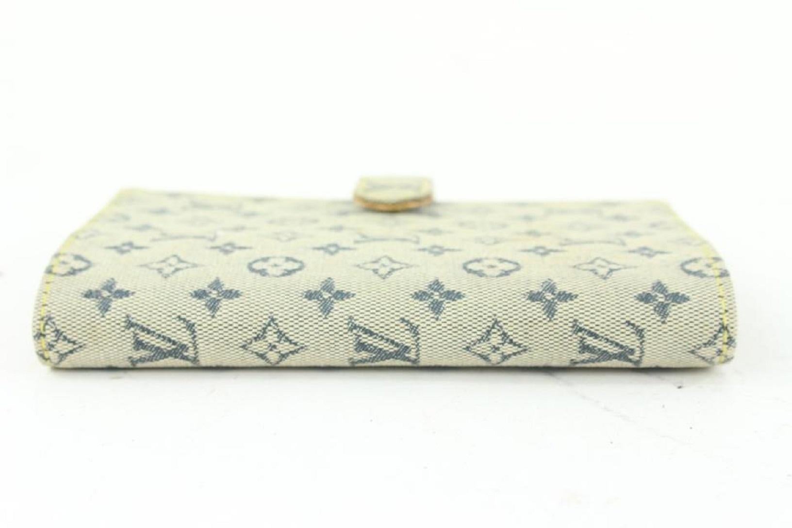 Women's Louis Vuitton Grey x Navy Monogram Mini Lin Small Ring Agenda PM Diary Cover  For Sale