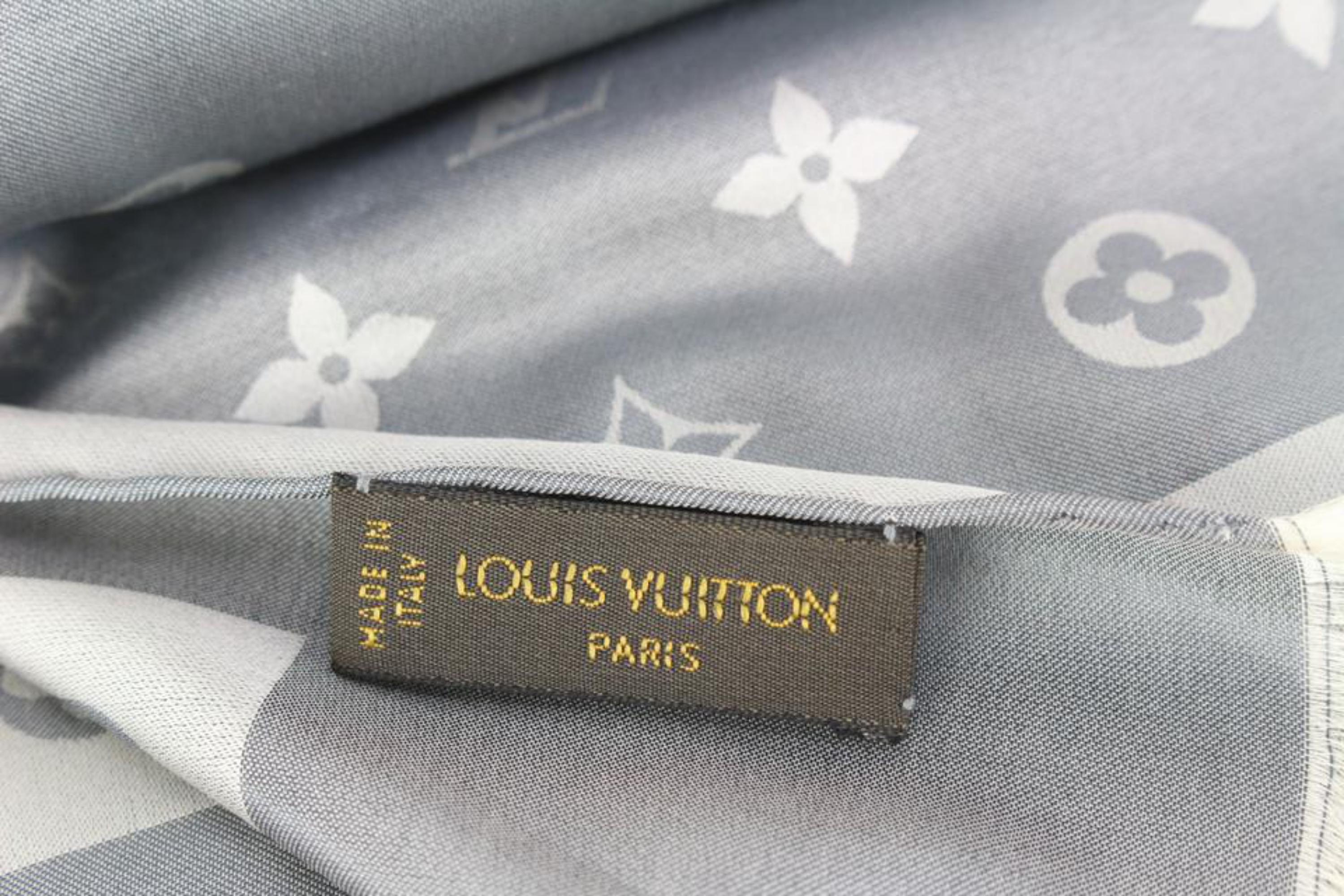 Louis Vuitton - Écharpe longue en soie grise et argentée avec monogramme, 34lz510s en vente 5