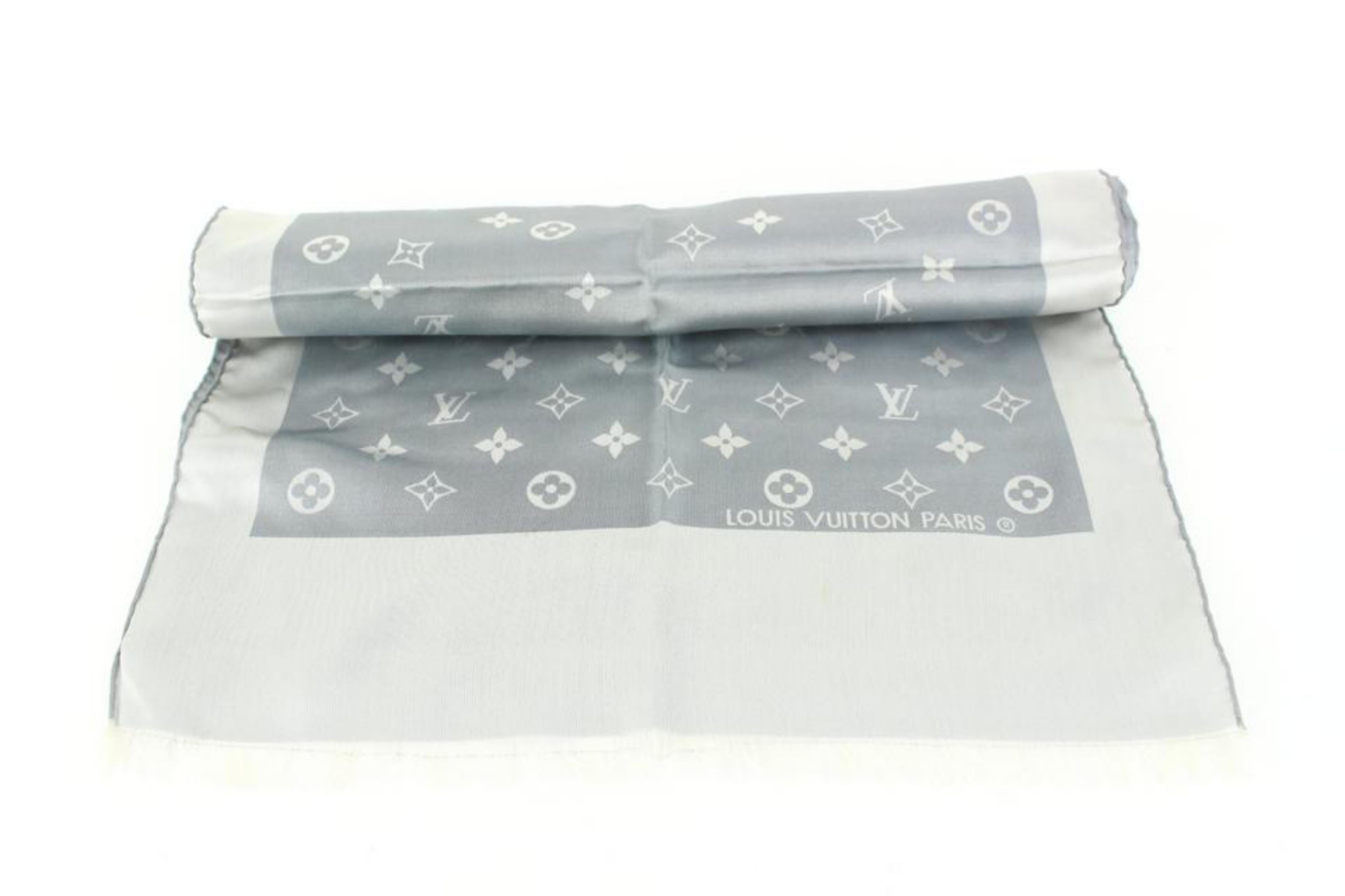 Louis Vuitton Grey x Silver Monogram Silk Scarf Long 34lz510s For Sale 4