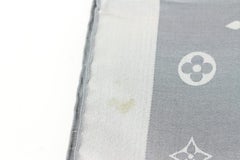 Louis Vuitton Grey x Silver Monogram Silk Scarf Long 34lz510s