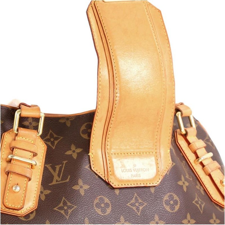 Louis Vuitton M55210 Monogram Griet Shoulder Tote Bag Brown Leather Used