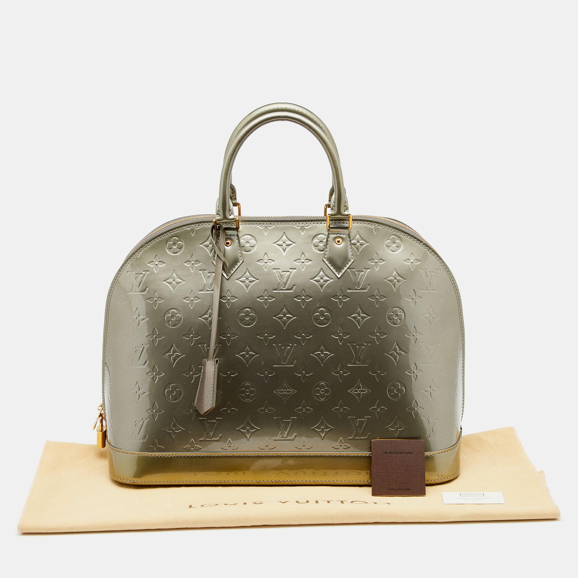 Louis Vuitton Gris Art Deco Monogram Vernis Alma GM Bag 4