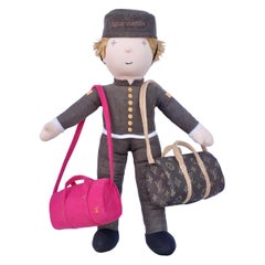 Vintage  Louis Vuitton Groom Bellboy Doll VIP With 2 Keepall Bags RARE 