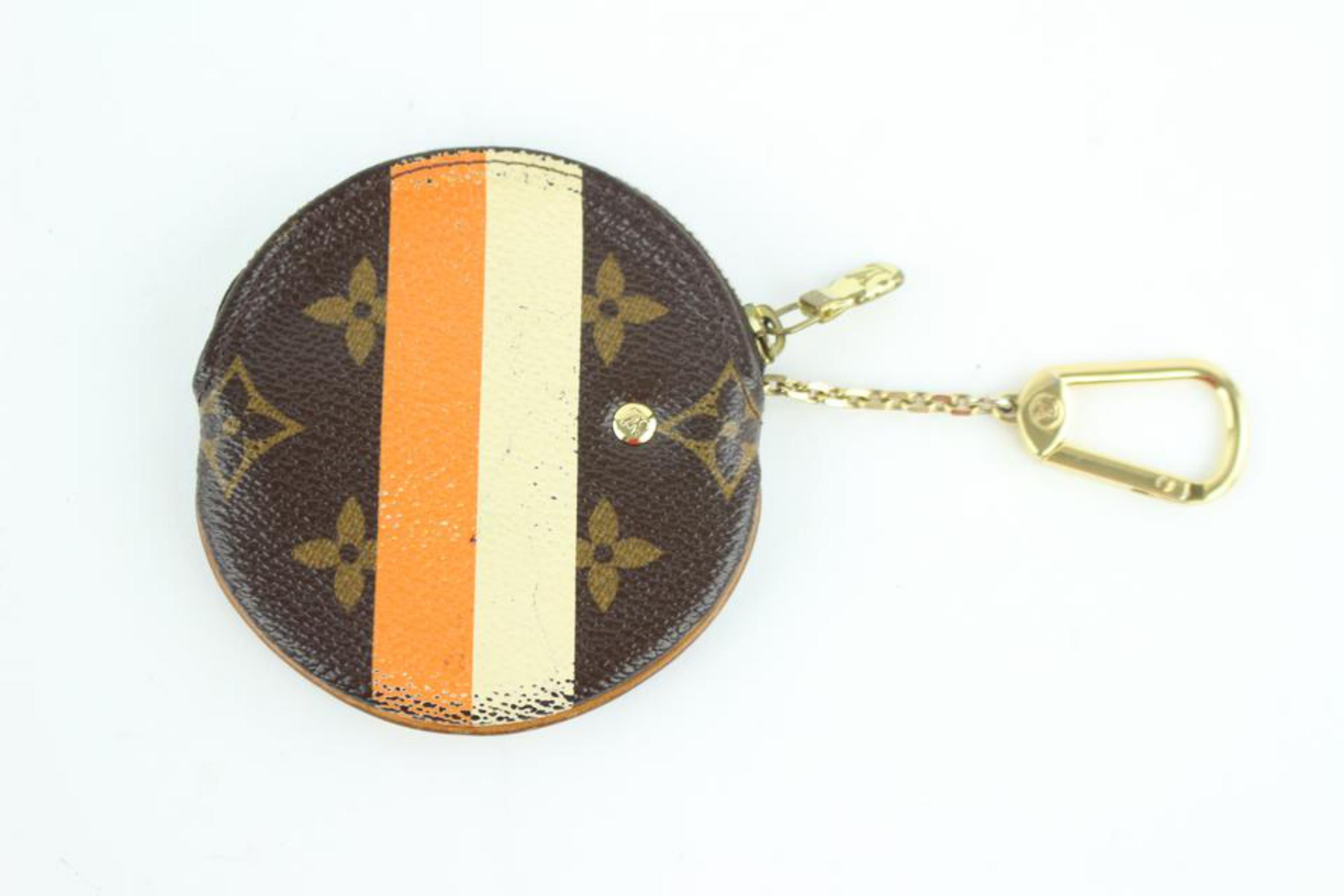 Louis Vuitton Groom Round Coin Purse 228925 Orange Coated Canvas Wristlet In Good Condition For Sale In Forest Hills, NY