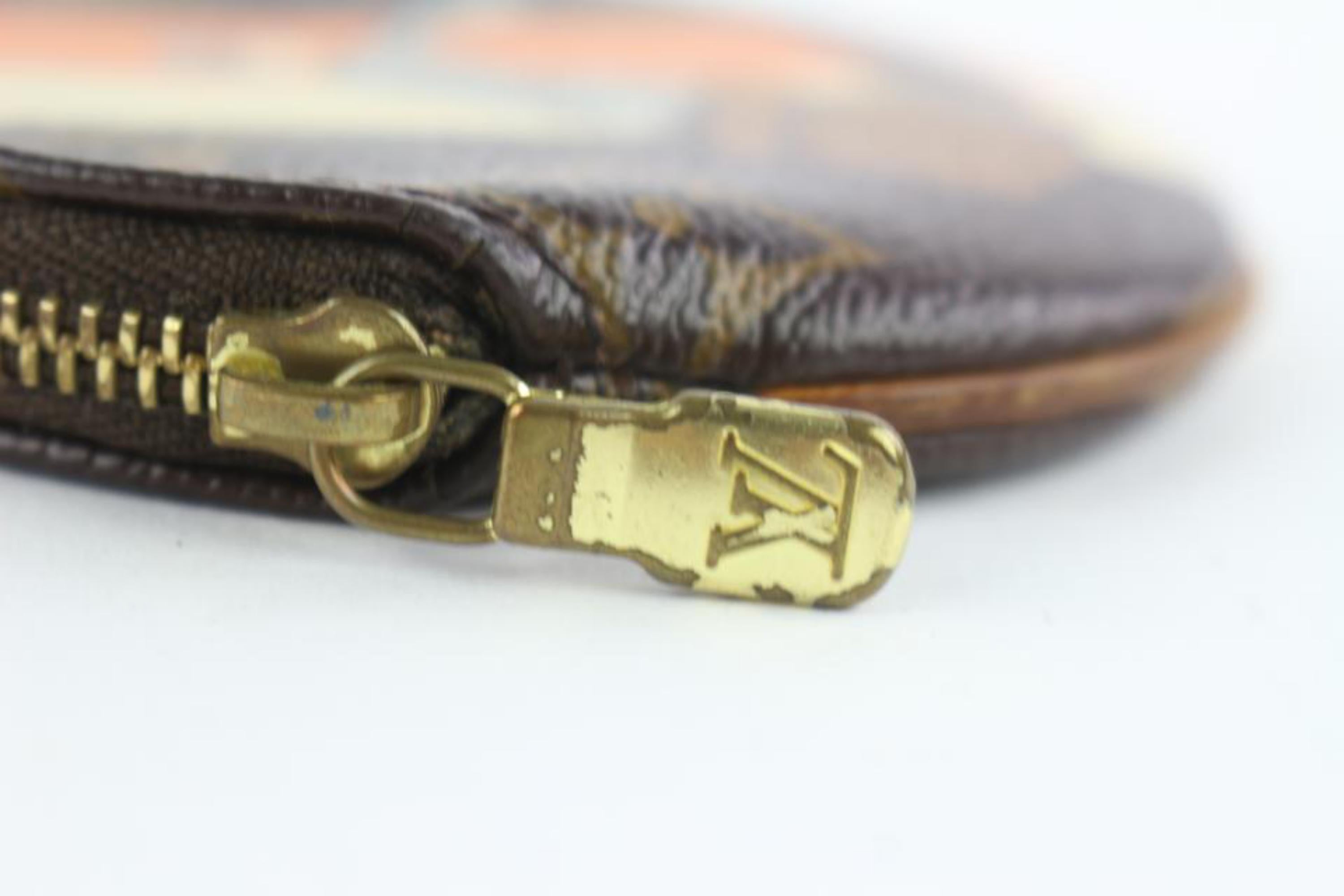 Women's Louis Vuitton Groom Round Coin Purse 228925 Orange Coated Canvas Wristlet For Sale