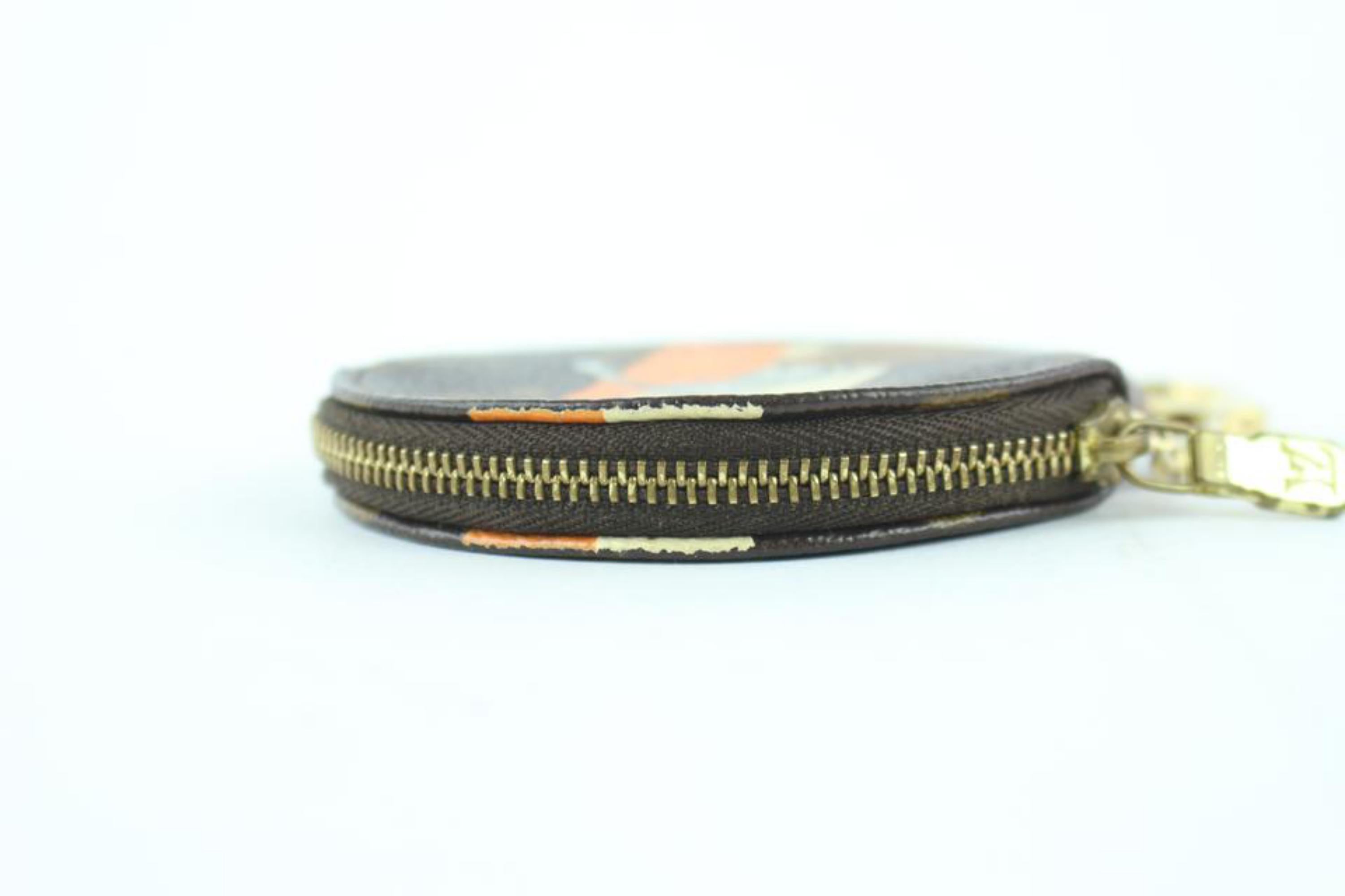 Louis Vuitton Groom Round Coin Purse 228925 Orange Coated Canvas Wristlet For Sale 2