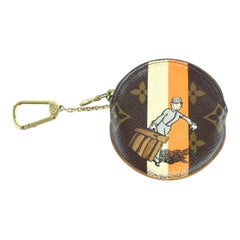 Vintage Louis Vuitton Groom Round Coin Purse 228925 Orange Coated Canvas Wristlet