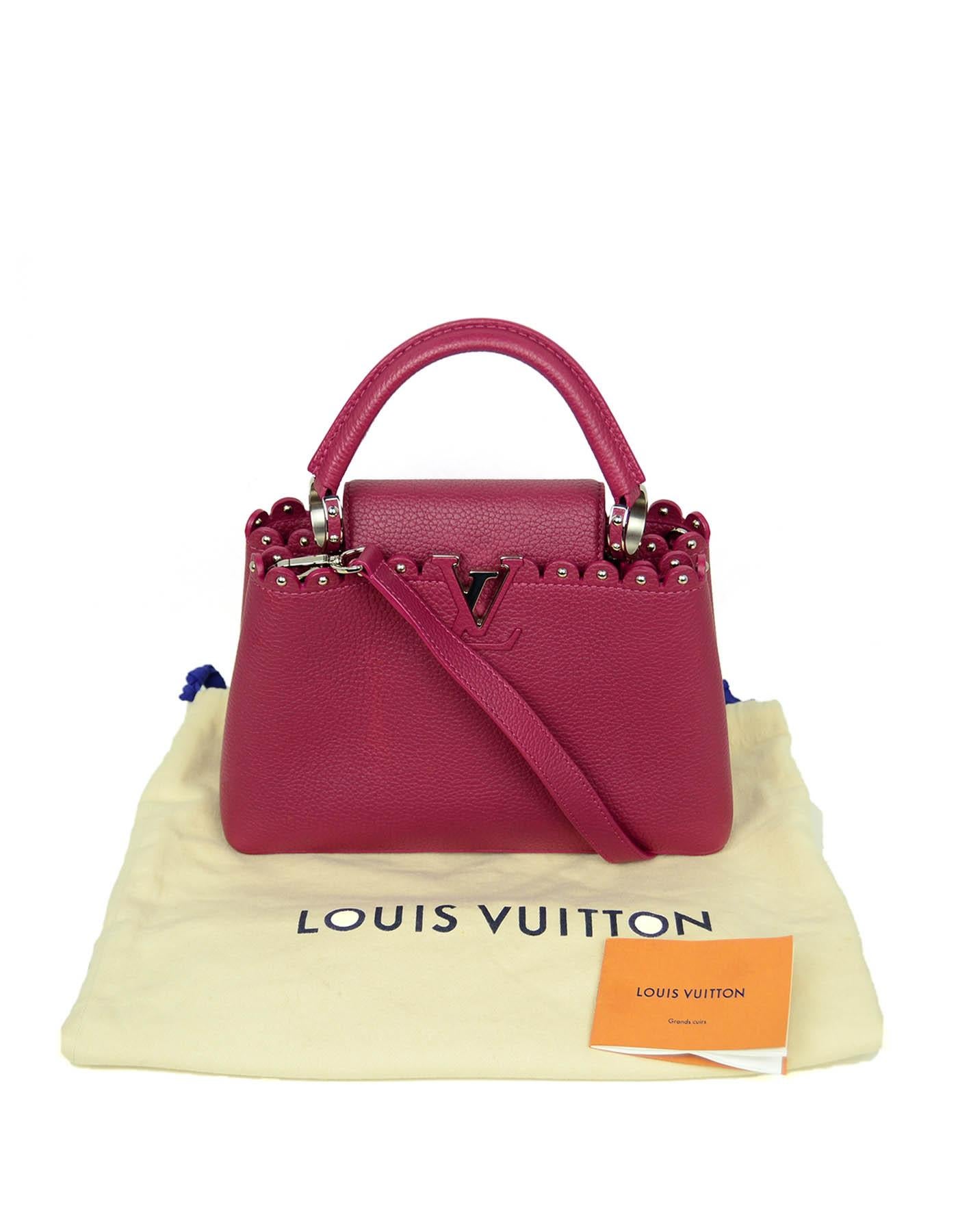 Louis Vuitton Groseille Taurillon Lace Croquets Capucines BB Crossbody Bag In Excellent Condition In New York, NY