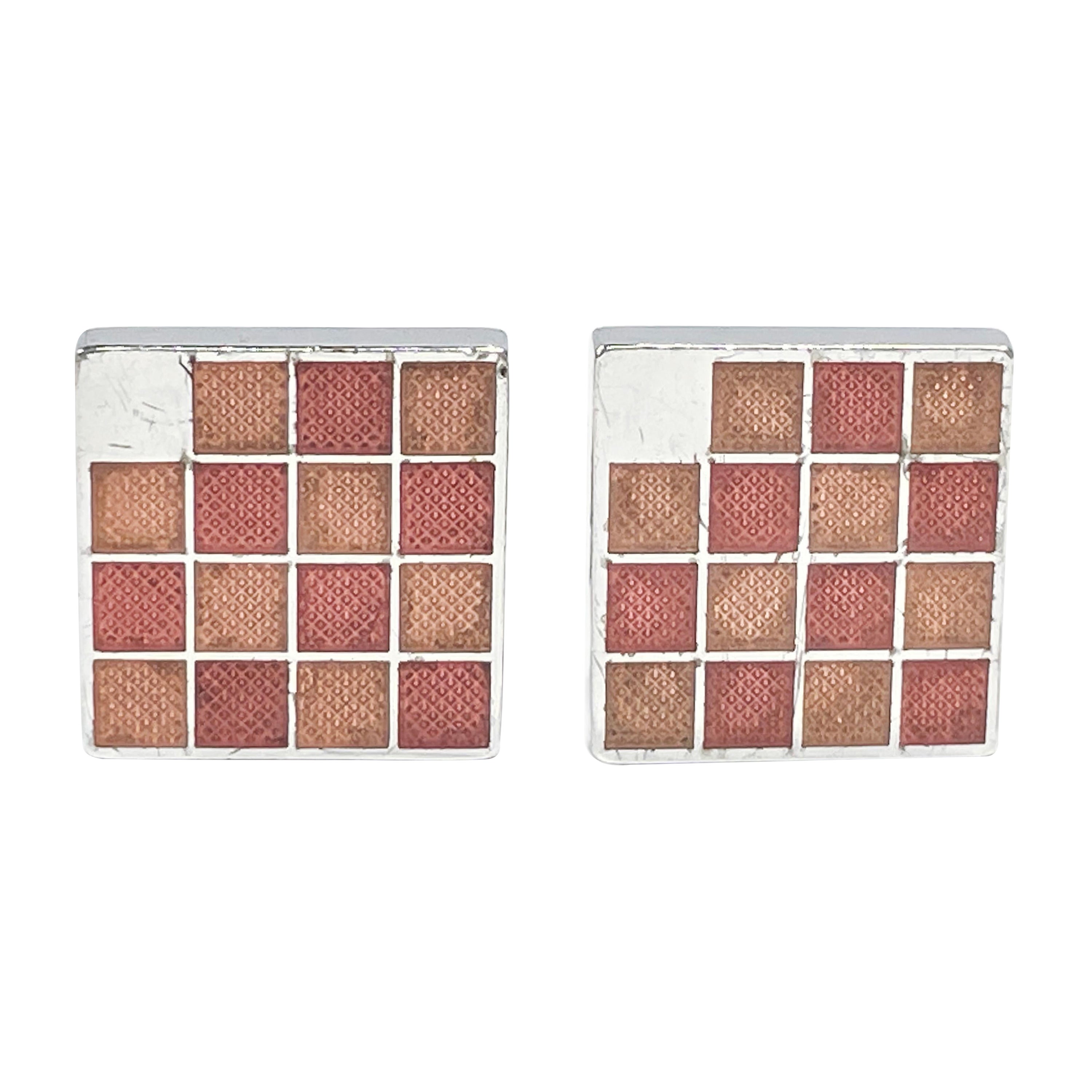Gemelli da polso "Damier" di Louis Vuitton con smalto guilloché
