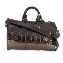 Louis Vuitton Gunmetal Mirror Monogram Heritage Keepall Bandouliere 25