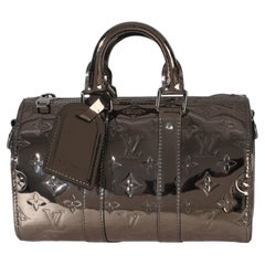 Louis Vuitton Gunmetal Mirror Monogram Heritage Keepall Bandouliere 25