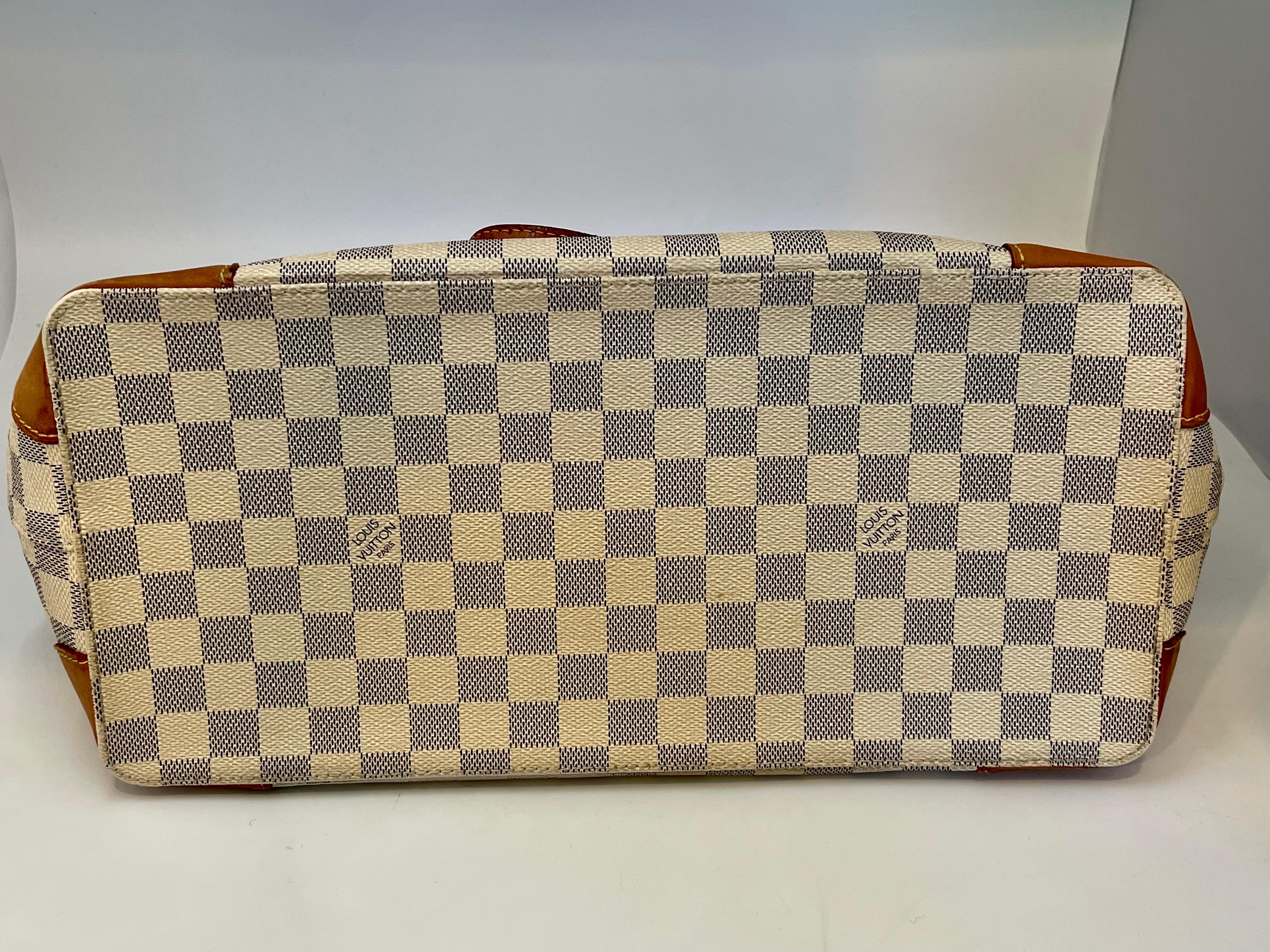 Louis Vuitton Hampstead Damier Azur Mm White Canvas Shoulder Bag, Golden Hardwar 3