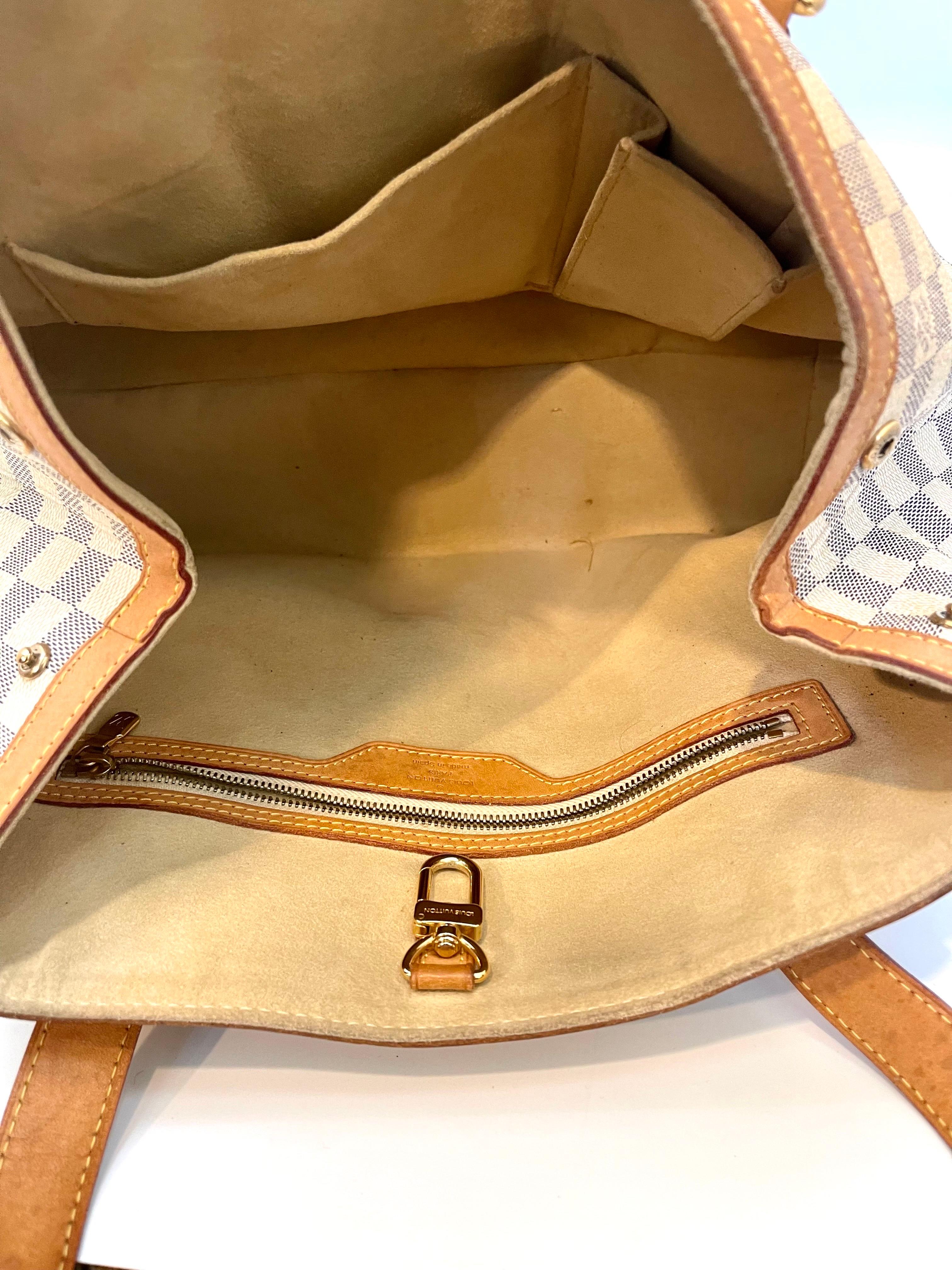 Louis Vuitton Hampstead Damier Azur Mm White Canvas Shoulder Bag, Golden Hardwar 6