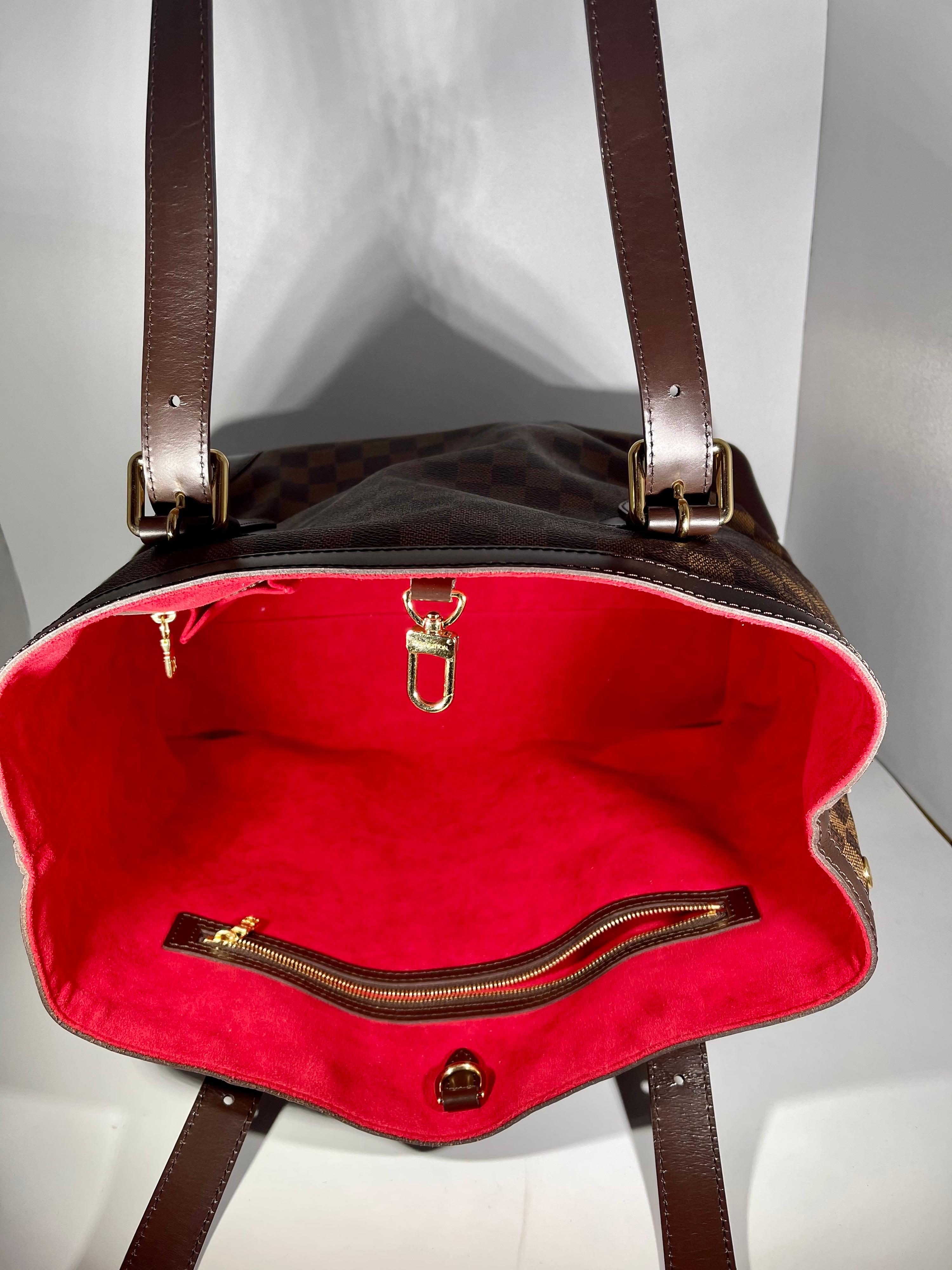 Louis Vuitton Hampstead Handbag Damier Ebene GM, Golden Hardware Like New 8
