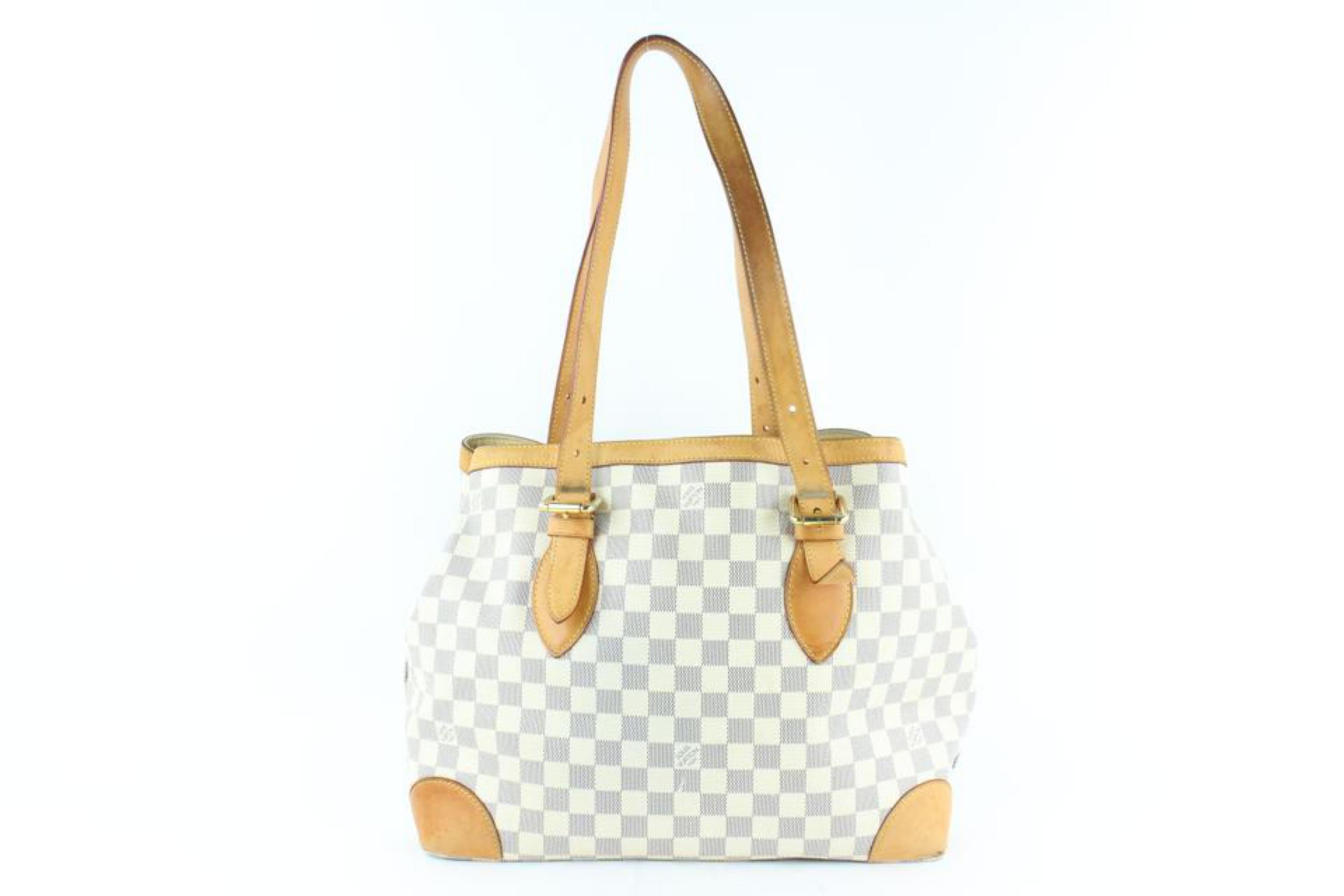 Louis Vuitton Hampstead  Mm Tote 233002 White Coated Canvas Shoulder Bag For Sale 7