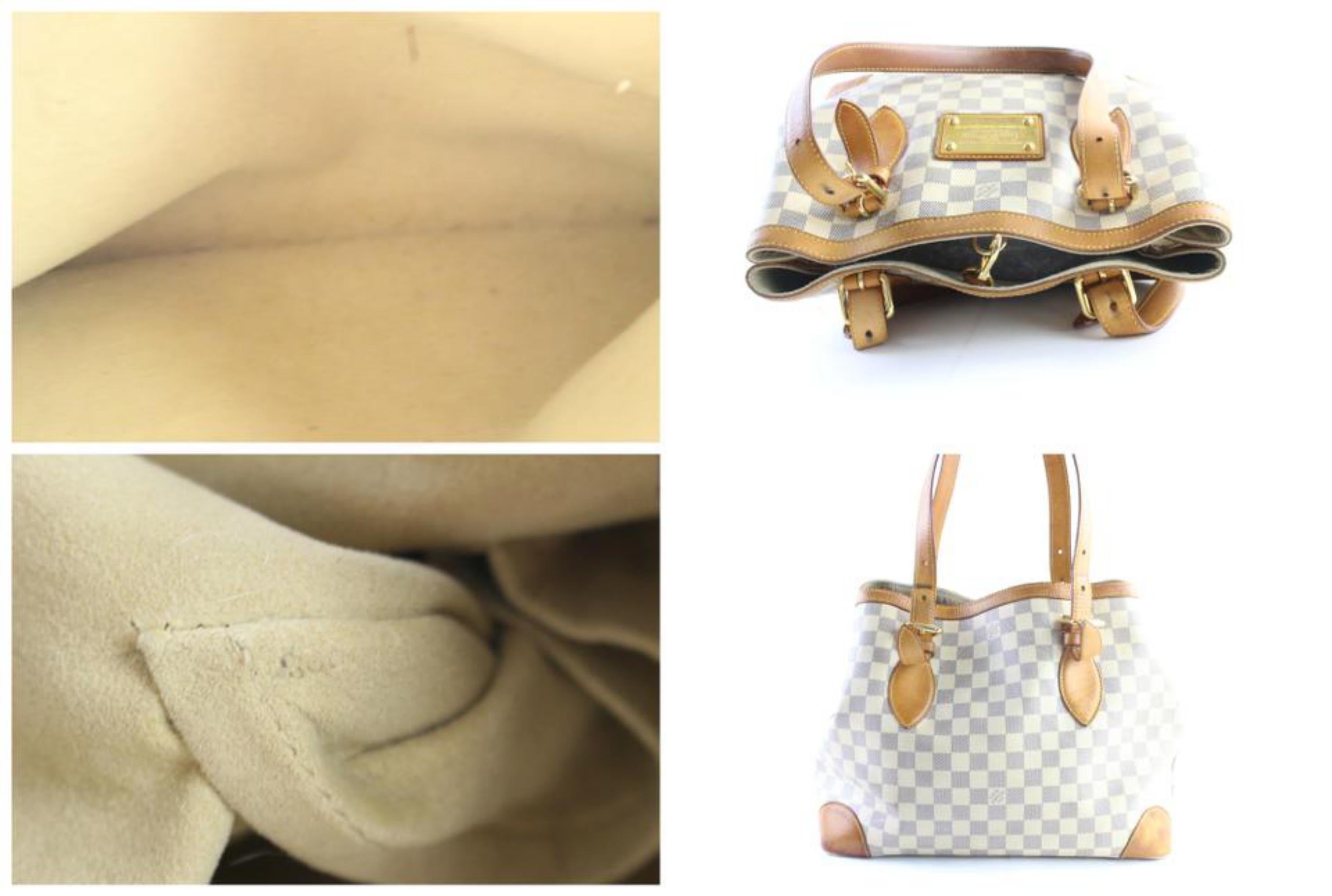 Beige Louis Vuitton Hampsted Mm 228477 Azur Damier Canvas Shoulder Bag For Sale