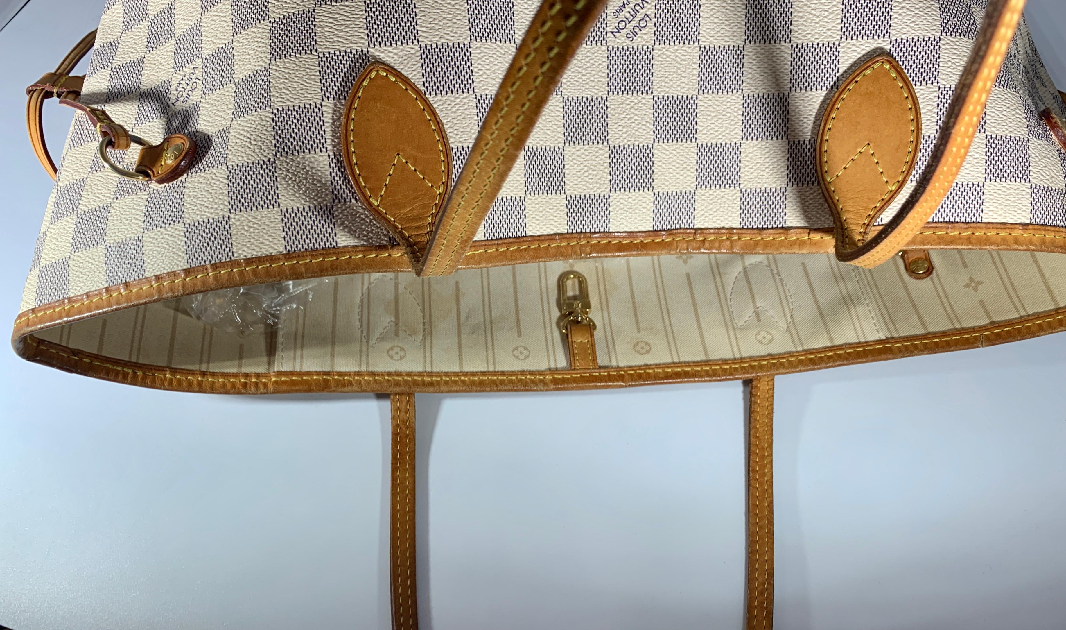 Louis Vuitton Handtasche Neverfull MM Tote Bag - Weiß  Azur SA 2151, Damier Azur  5