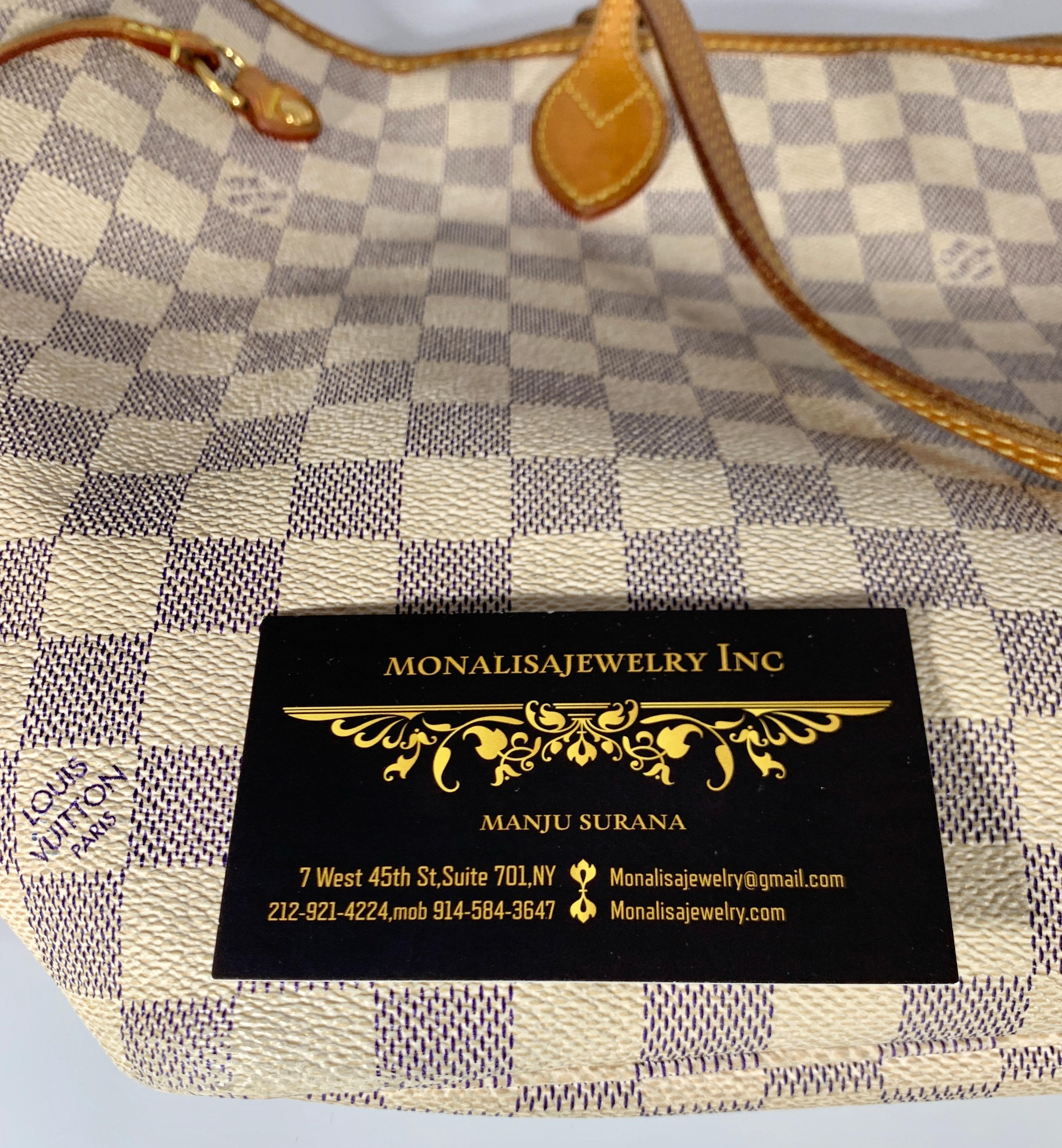 Louis Vuitton Handtasche Neverfull MM Tote Bag - Weiß  Azur SA 2151, Damier Azur  7