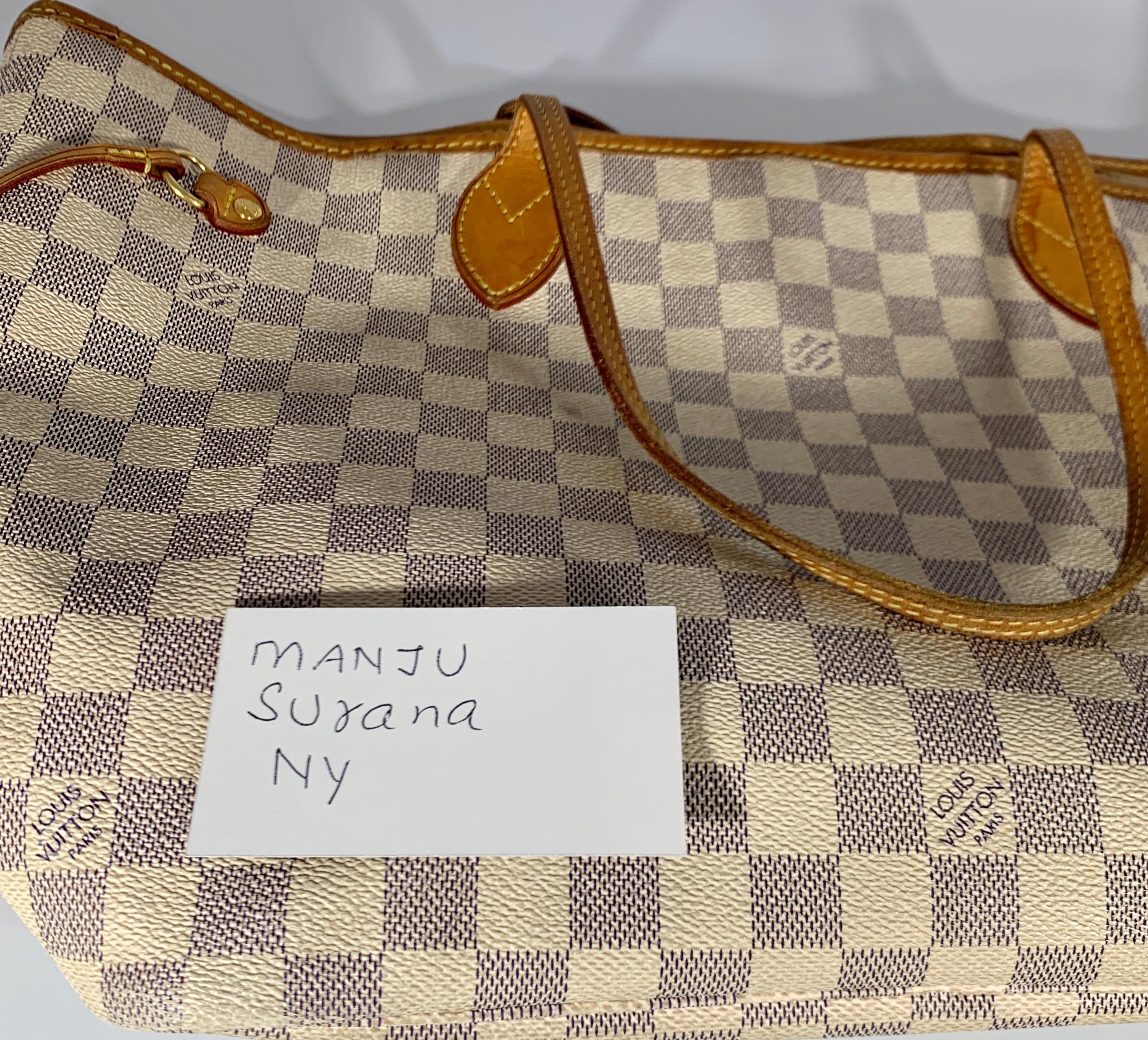 Louis Vuitton Handtasche Neverfull MM Tote Bag - Weiß  Azur SA 2151, Damier Azur  8