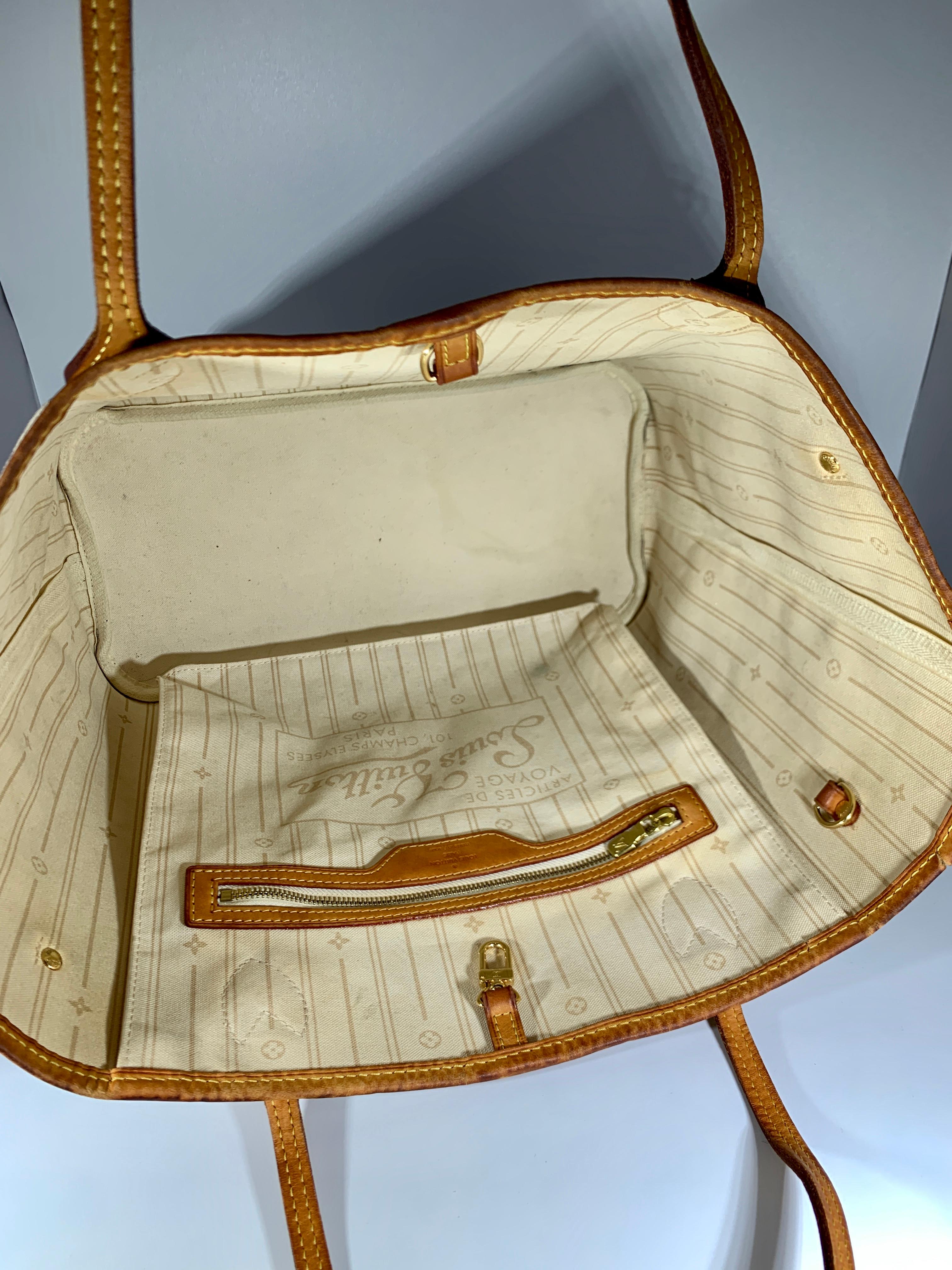 Louis Vuitton Handtasche Neverfull MM Tote Bag - Weiß  Azur SA 2151, Damier Azur  9